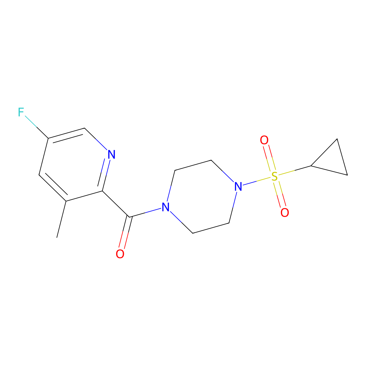 1-(Cyclopropanesulfonyl)-4-(5-fluoro-3-methylpyridine-2-carbonyl)piperazine molecular structure, CAS 2415472-16-9