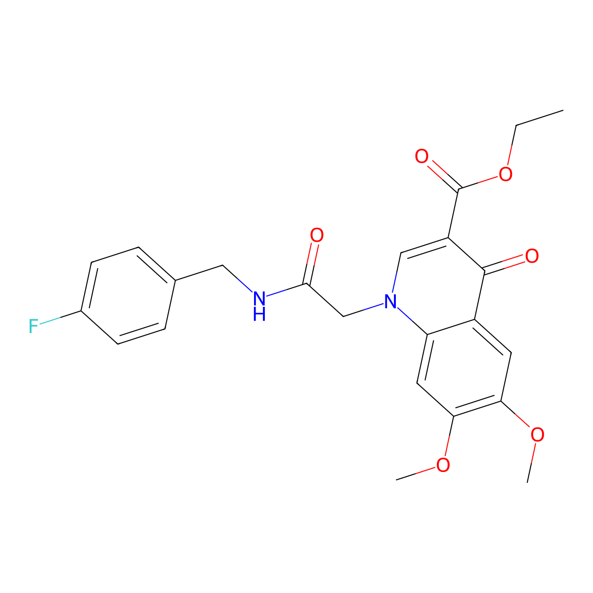 Ethyl 1-({[(4-fluorophenyl)methyl]carbamoyl}methyl)-6,7-dimethoxy-4-oxo-1,4-dihydroquinoline-3-carboxylate molecular structure, CAS 2415472-18-1