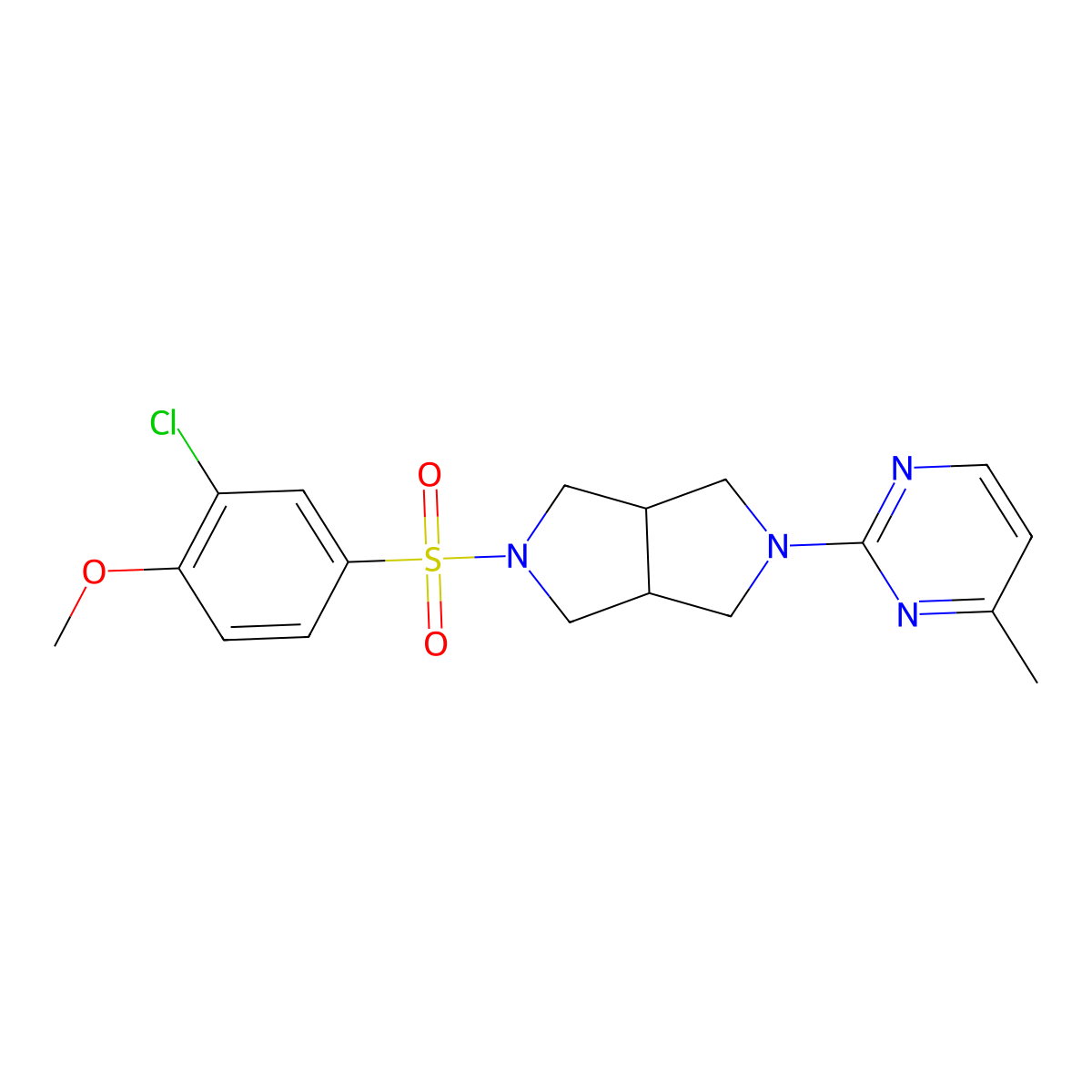 2-[5-(3-Chloro-4-methoxybenzenesulfonyl)-octahydropyrrolo[3,4-c]pyrrol-2-yl]-4-methylpyrimidine molecular structure, CAS 2415472-27-2