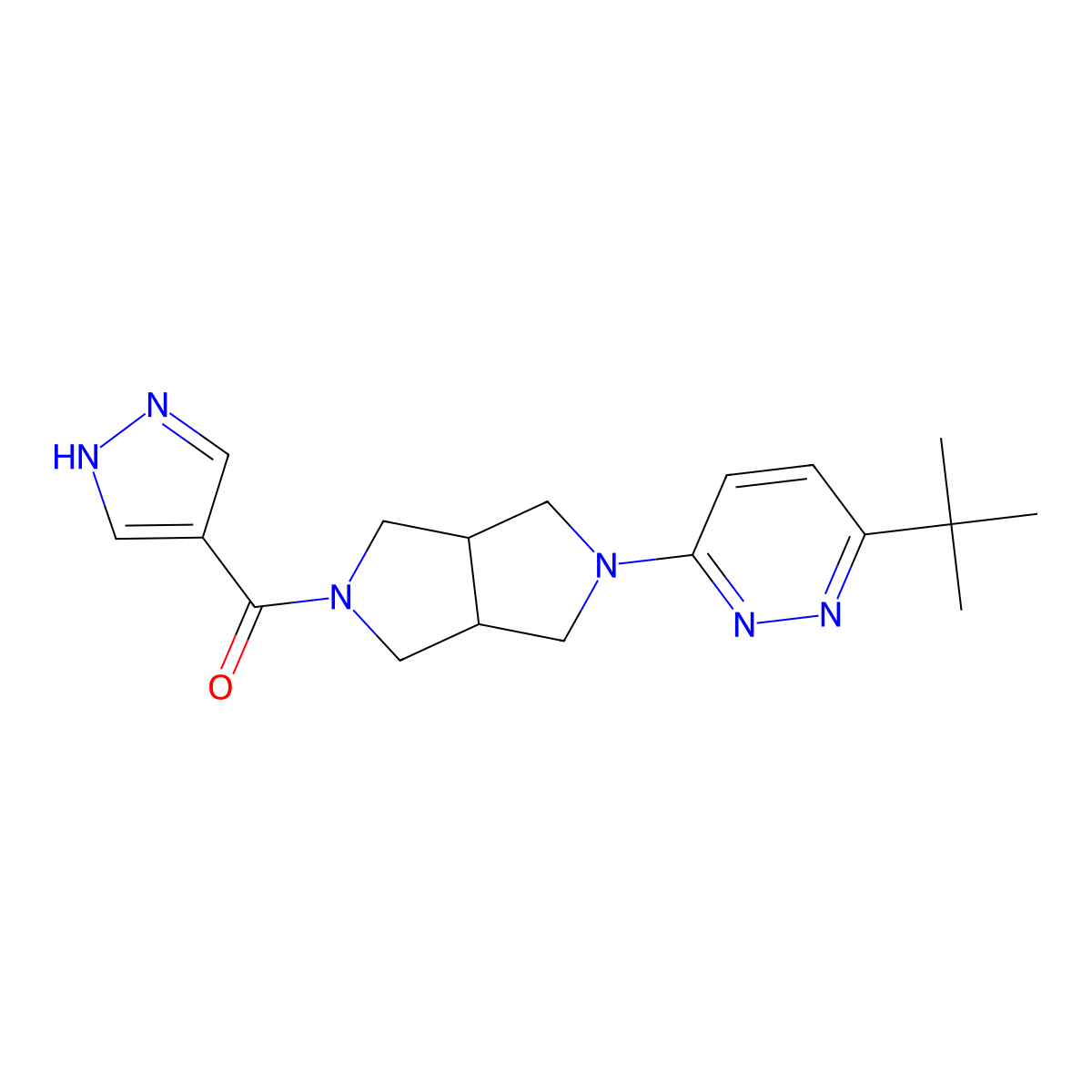 3-tert-butyl-6-[5-(1H-pyrazole-4-carbonyl)-octahydropyrrolo[3,4-c]pyrrol-2-yl]pyridazine molecular structure, CAS 2415472-29-4