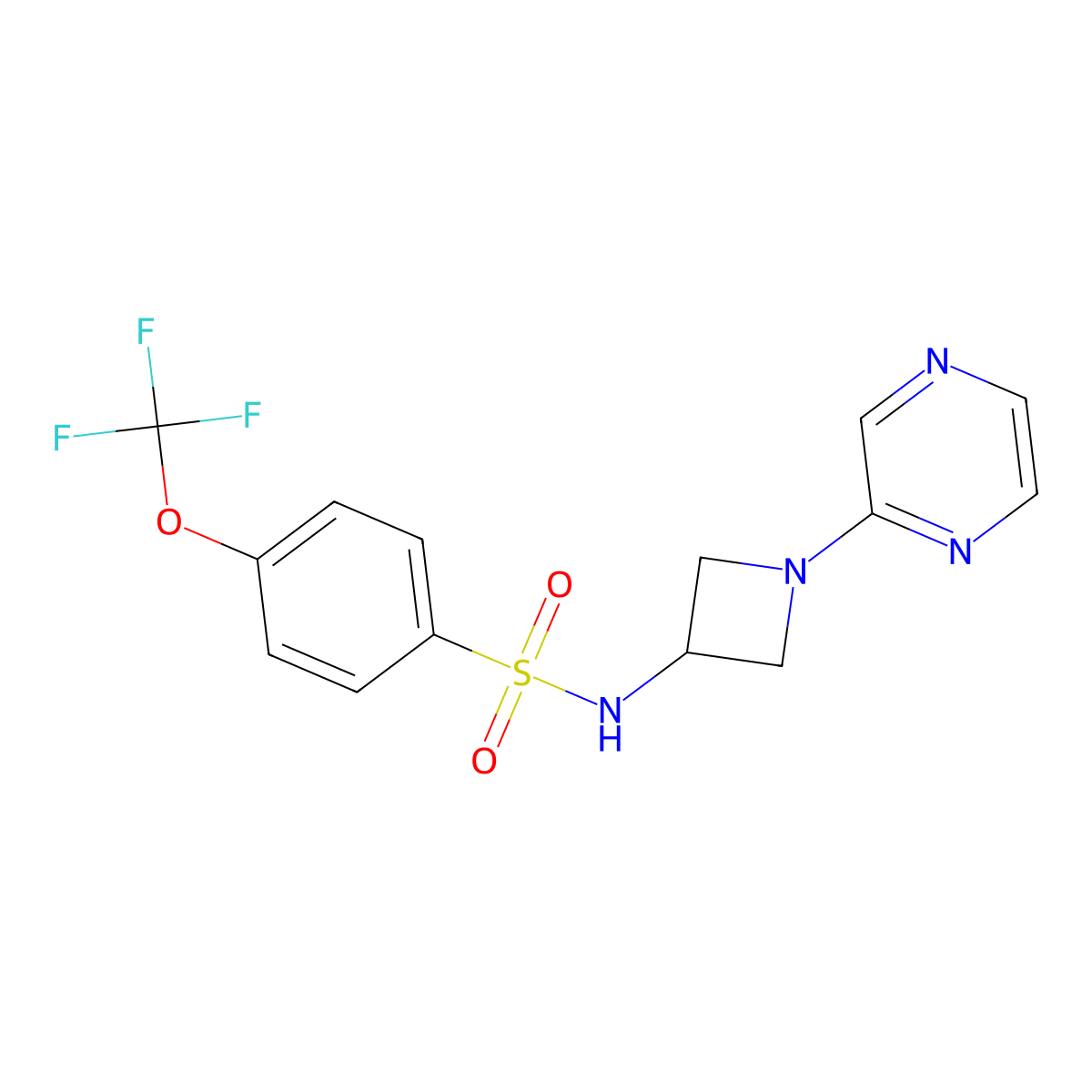 N-[1-(pyrazin-2-yl)azetidin-3-yl]-4-(trifluoromethoxy)benzene-1-sulfonamide molecular structure, CAS 2415472-35-2