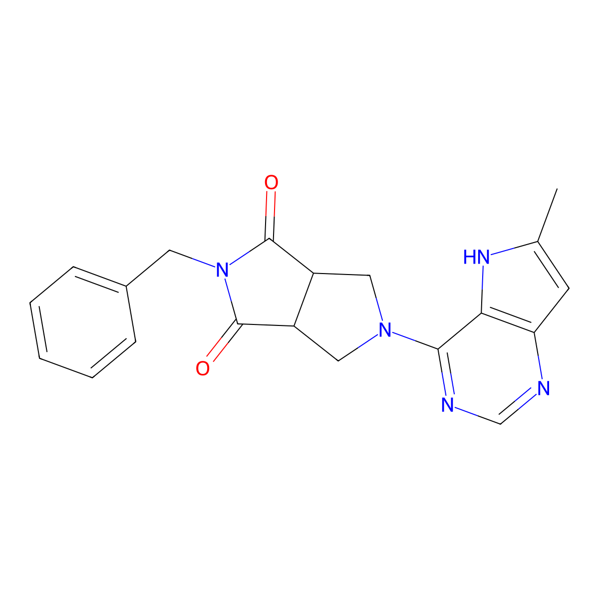 2-benzyl-5-{6-methyl-5H-pyrrolo[3,2-d]pyrimidin-4-yl}-octahydropyrrolo[3,4-c]pyrrole-1,3-dione molecular structure, CAS 2415472-37-4