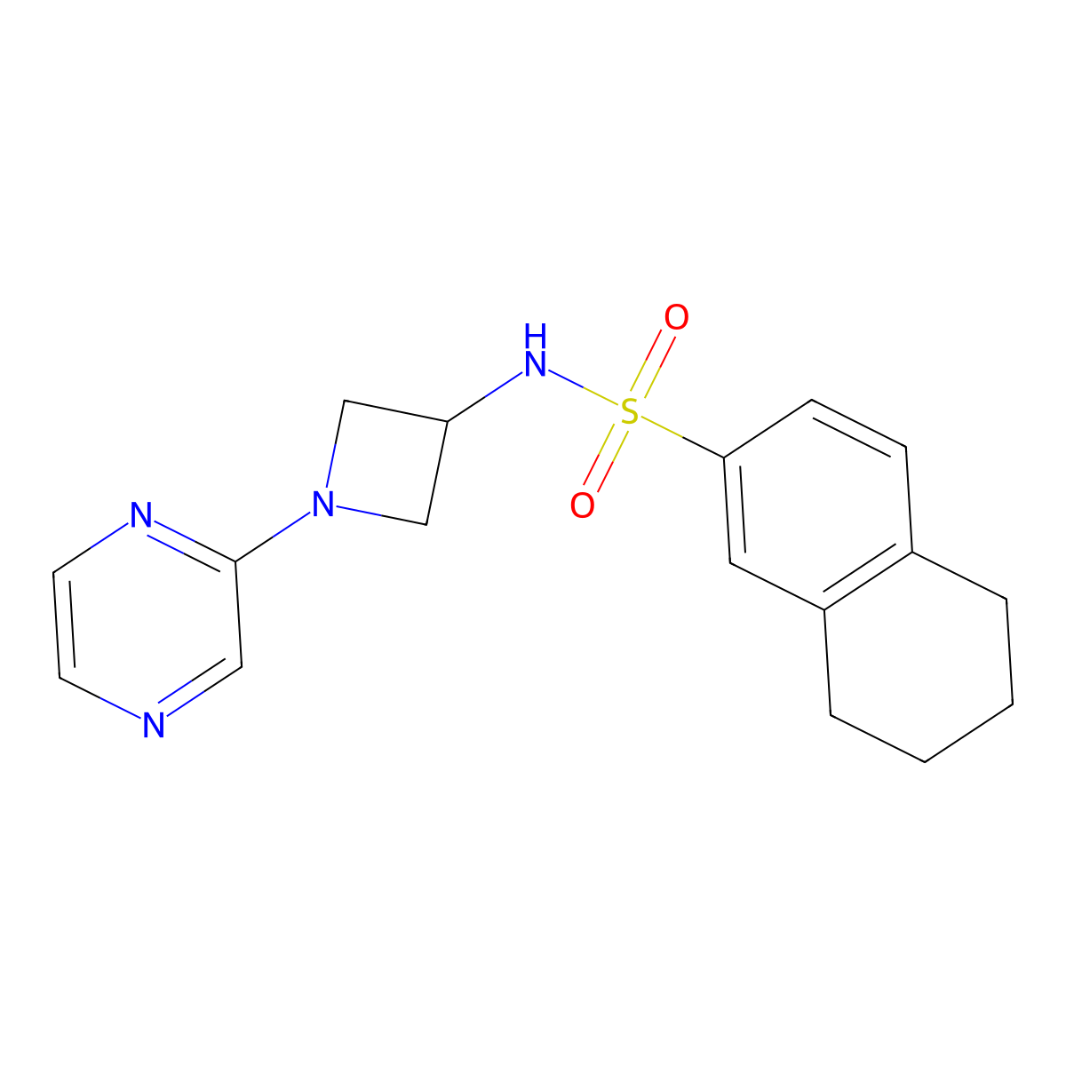 N-[1-(pyrazin-2-yl)azetidin-3-yl]-5,6,7,8-tetrahydronaphthalene-2-sulfonamide molecular structure, CAS 2415472-41-0