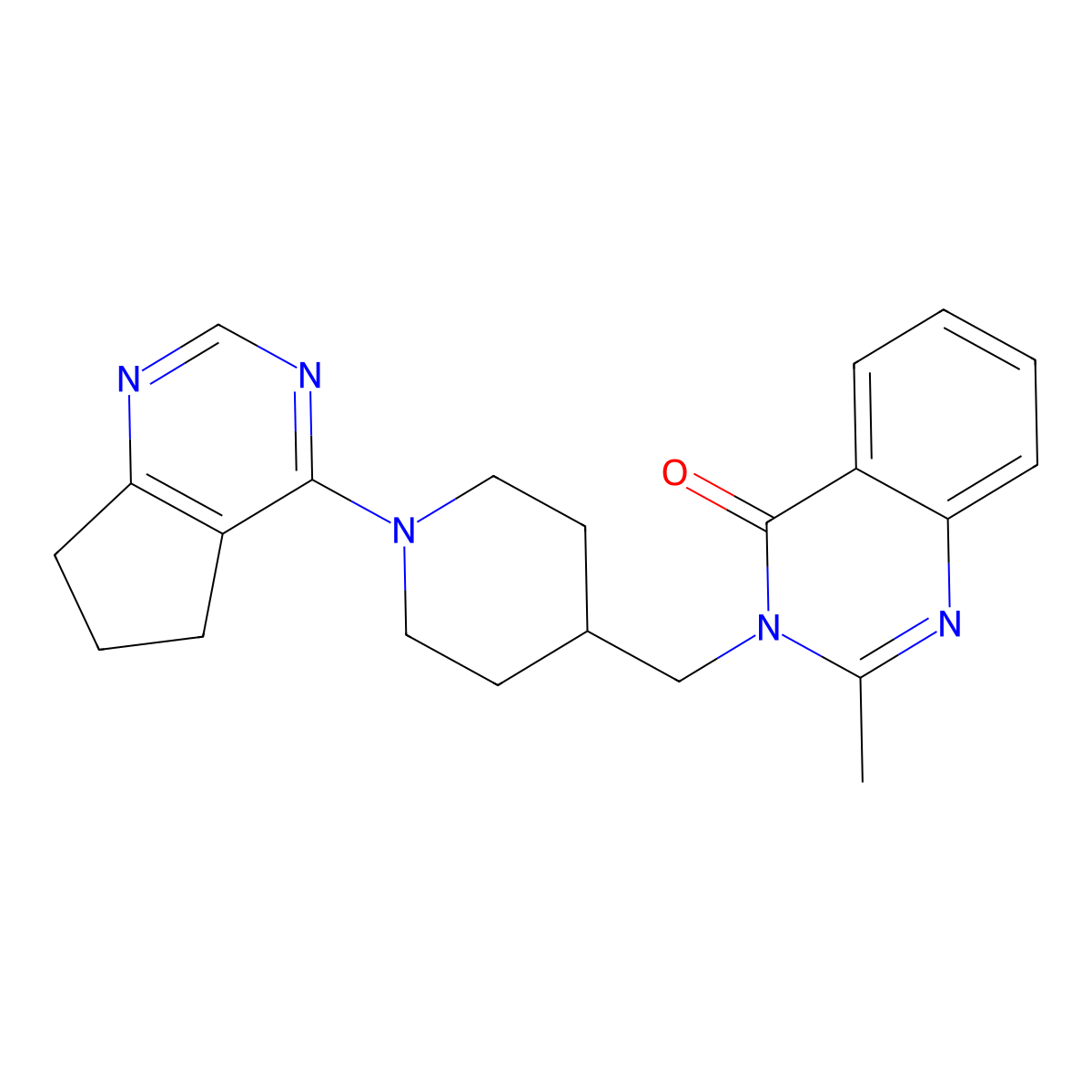 3-[(1-{5H,6H,7H-cyclopenta[d]pyrimidin-4-yl}piperidin-4-yl)methyl]-2-methyl-3,4-dihydroquinazolin-4-one molecular structure, CAS 2415472-43-2