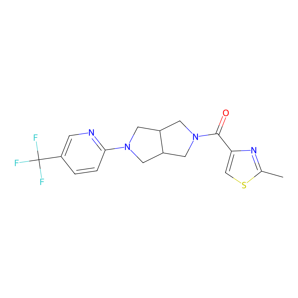 2-[5-(2-Methyl-1,3-thiazole-4-carbonyl)-octahydropyrrolo[3,4-c]pyrrol-2-yl]-5-(trifluoromethyl)pyridine molecular structure, CAS 2415472-53-4