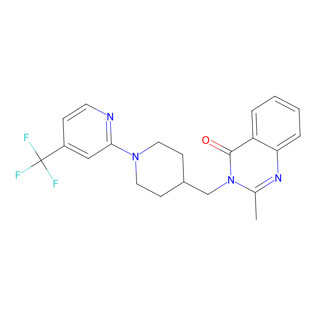 2-Methyl-3-({1-[4-(trifluoromethyl)pyridin-2-yl]piperidin-4-yl}methyl)-3,4-dihydroquinazolin-4-one molecular structure, CAS 2415472-55-6