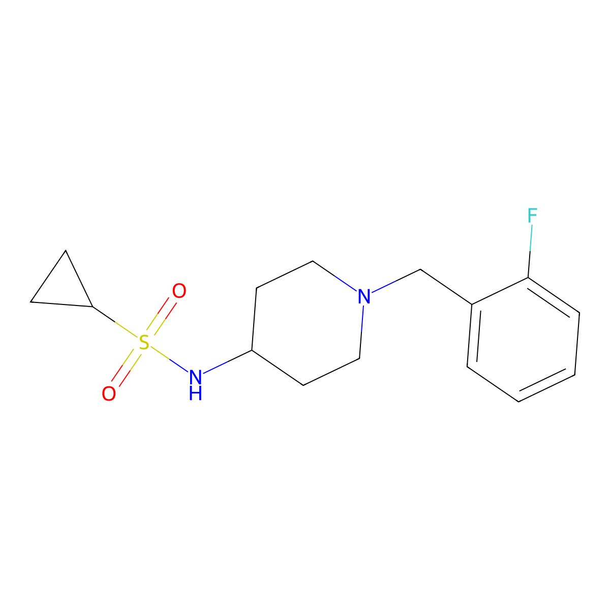 N-{1-[(2-fluorophenyl)methyl]piperidin-4-yl}cyclopropanesulfonamide molecular structure, CAS 2415472-61-4