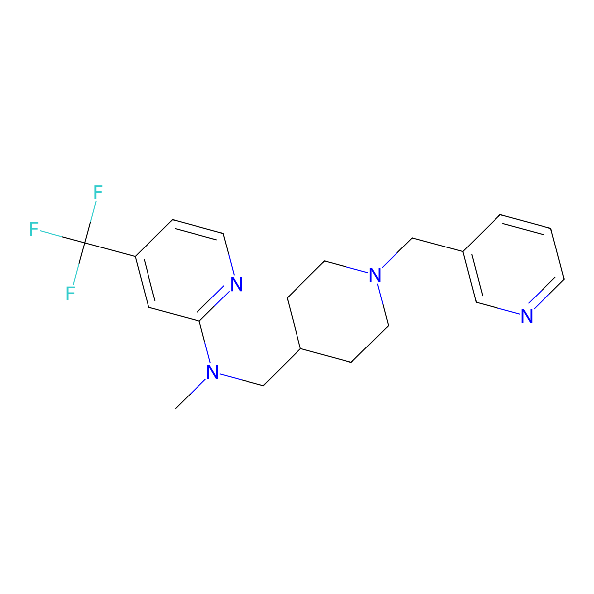 N-methyl-N-({1-[(pyridin-3-yl)methyl]piperidin-4-yl}methyl)-4-(trifluoromethyl)pyridin-2-amine molecular structure, CAS 2415472-63-6