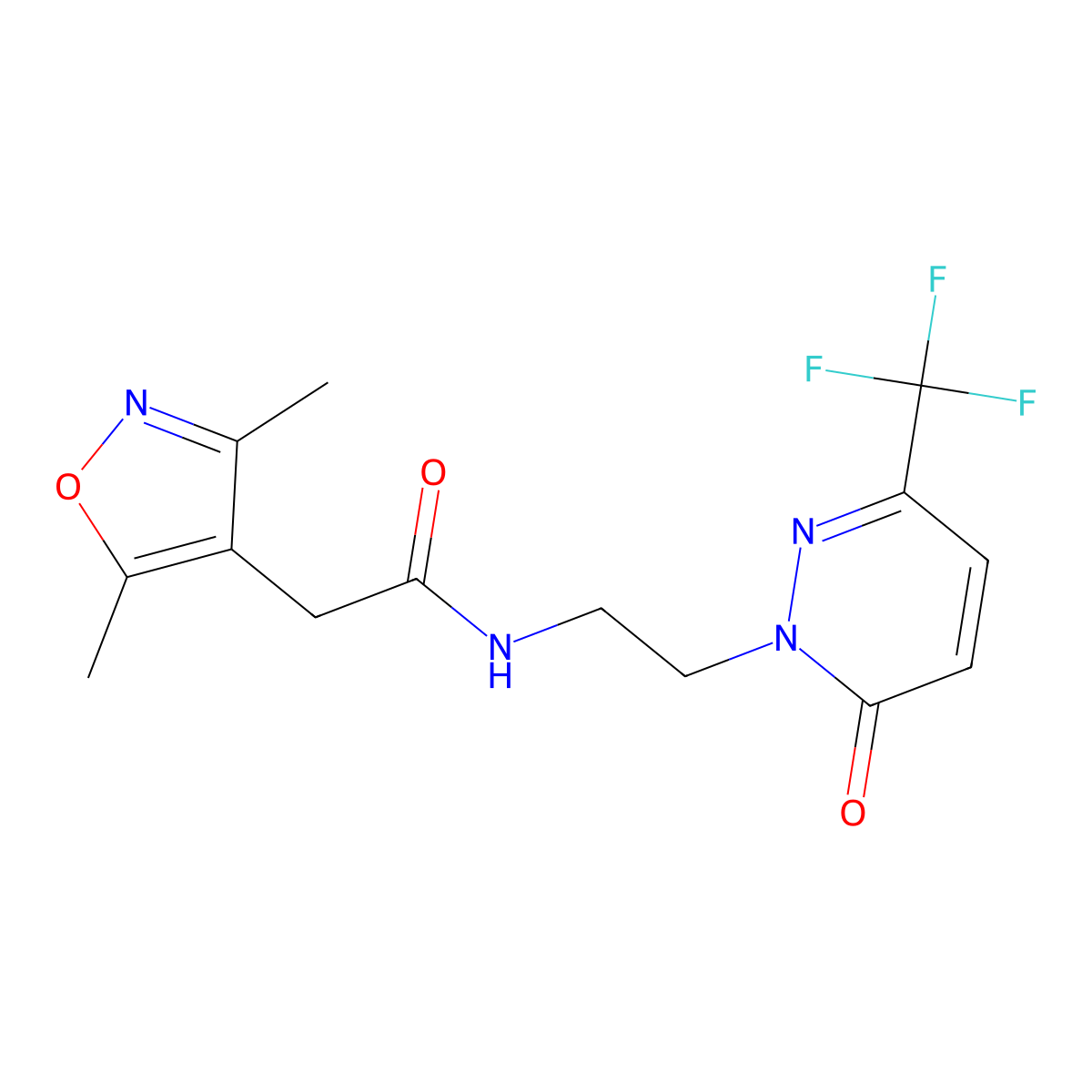 2-(3,5-dimethyl-1,2-oxazol-4-yl)-N-{2-[6-oxo-3-(trifluoromethyl)-1,6-dihydropyridazin-1-yl]ethyl}acetamide molecular structure, CAS 2415472-64-7