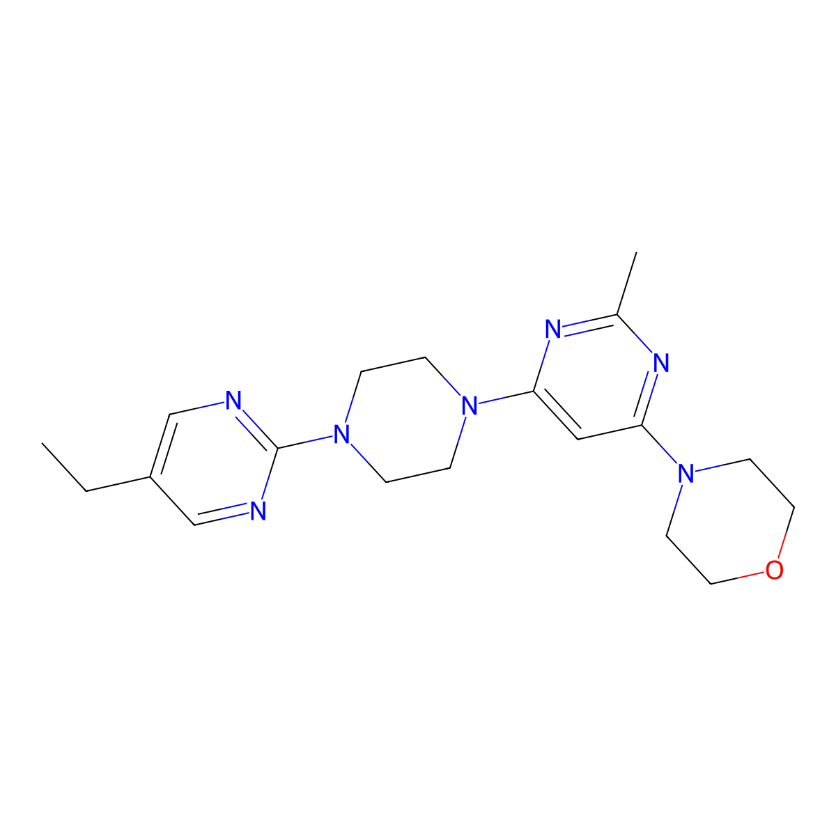 4-{6-[4-(5-Ethylpyrimidin-2-yl)piperazin-1-yl]-2-methylpyrimidin-4-yl}morpholine molecular structure, CAS 2415472-65-8