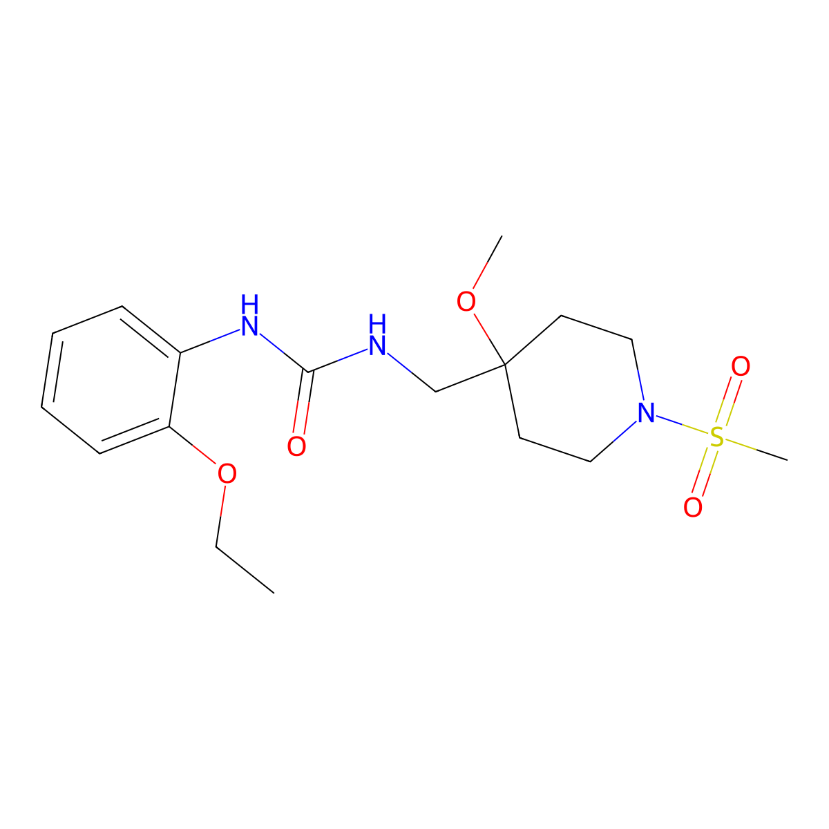 1-(2-Ethoxyphenyl)-3-[(1-methanesulfonyl-4-methoxypiperidin-4-yl)methyl]urea molecular structure, CAS 2415472-66-9