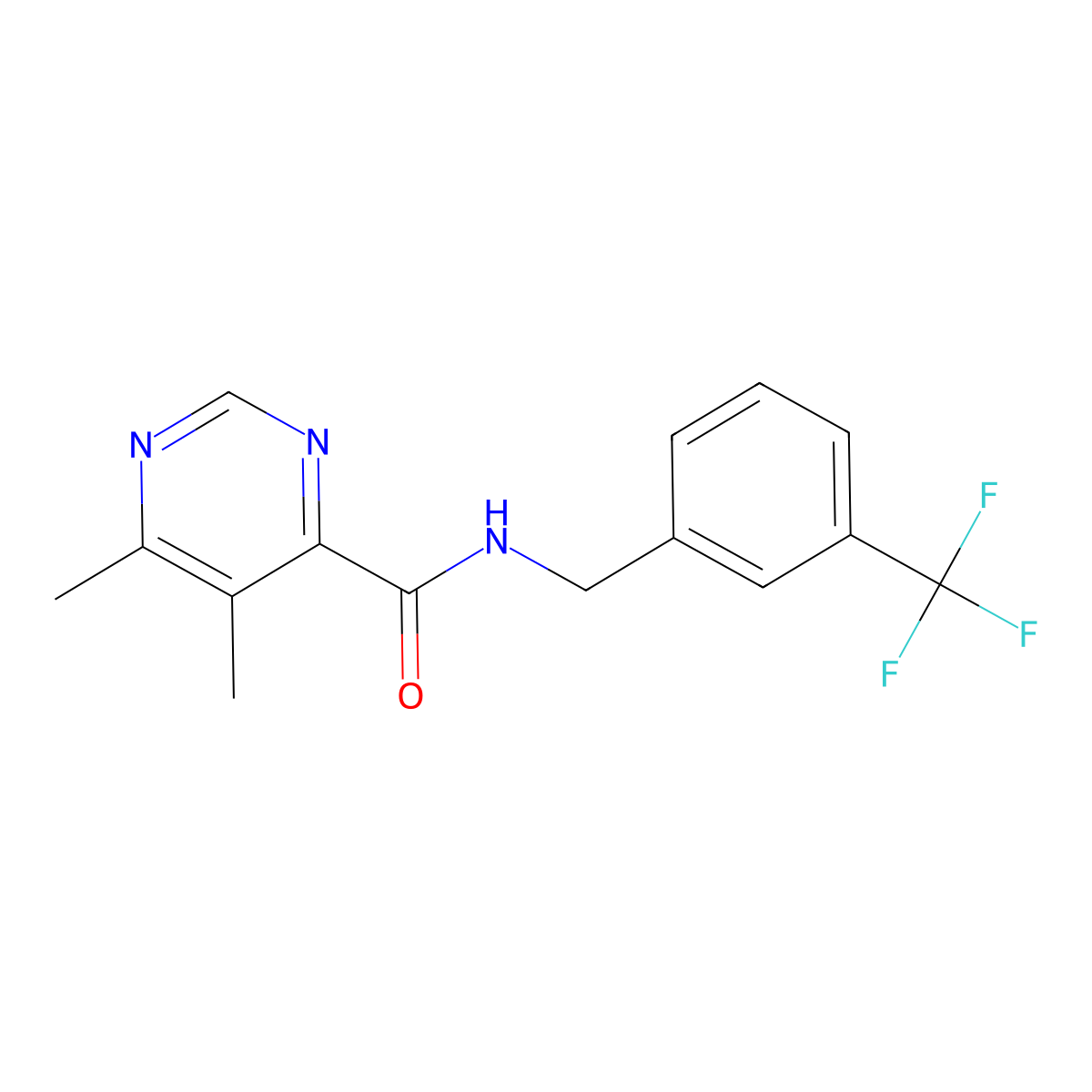 5,6-dimethyl-N-{[3-(trifluoromethyl)phenyl]methyl}pyrimidine-4-carboxamide molecular structure, CAS 2415472-67-0