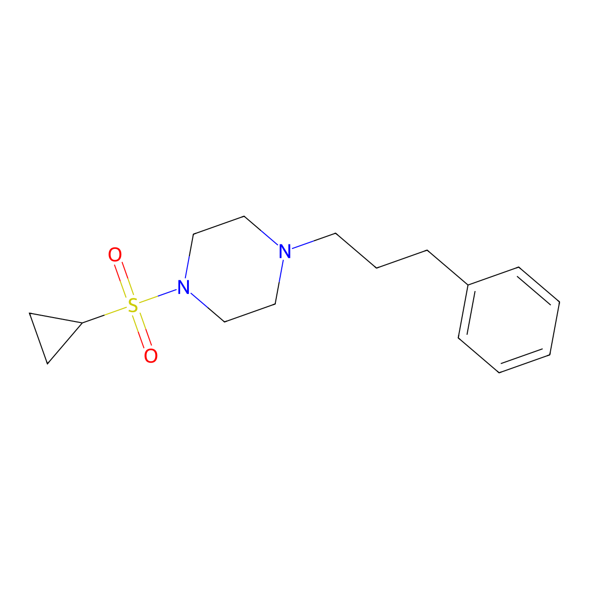 1-(Cyclopropanesulfonyl)-4-(3-phenylpropyl)piperazine molecular structure, CAS 2415472-73-8