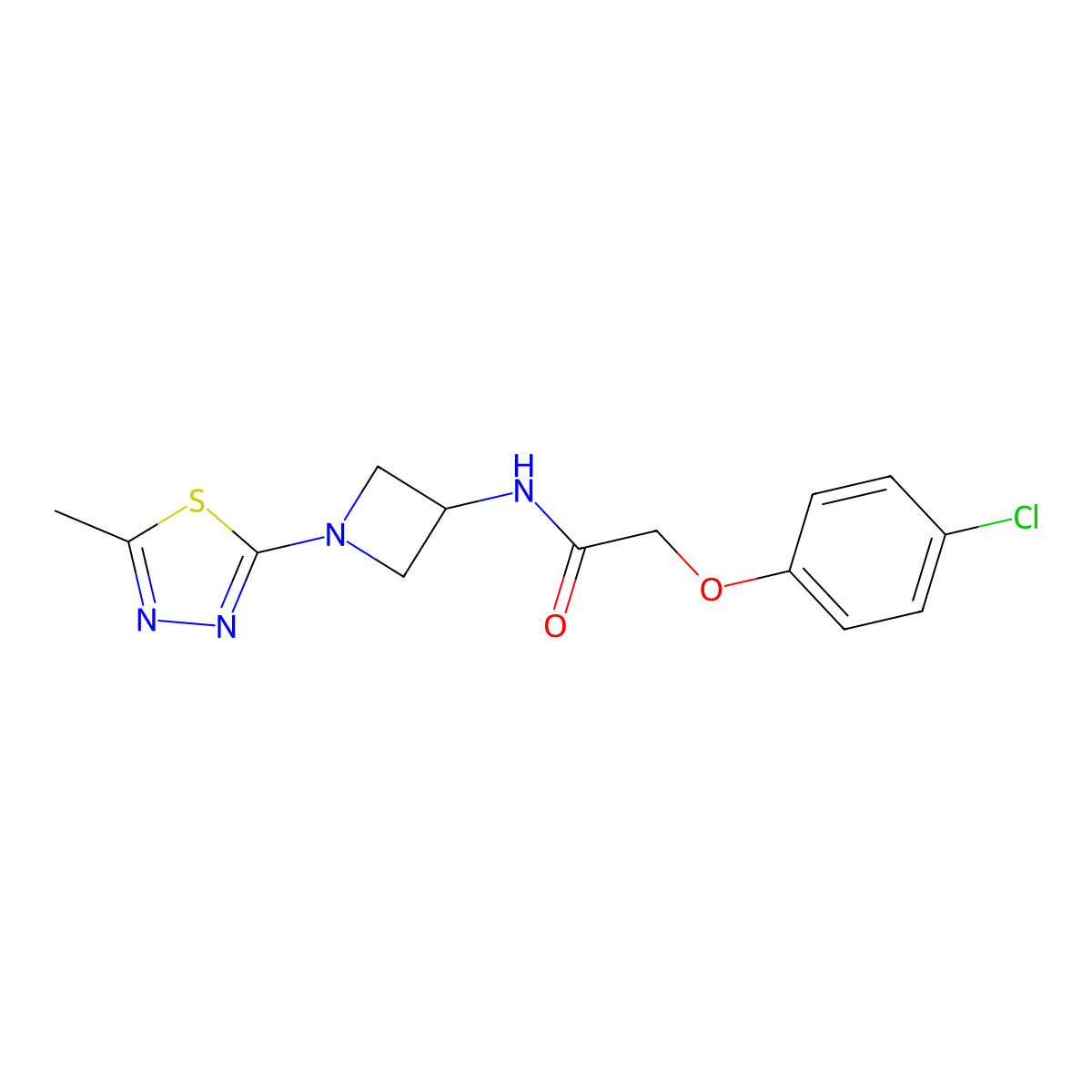 2-(4-Chlorophenoxy)-N-[1-(5-methyl-1,3,4-thiadiazol-2-yl)azetidin-3-yl]acetamide molecular structure, CAS 2415472-75-0