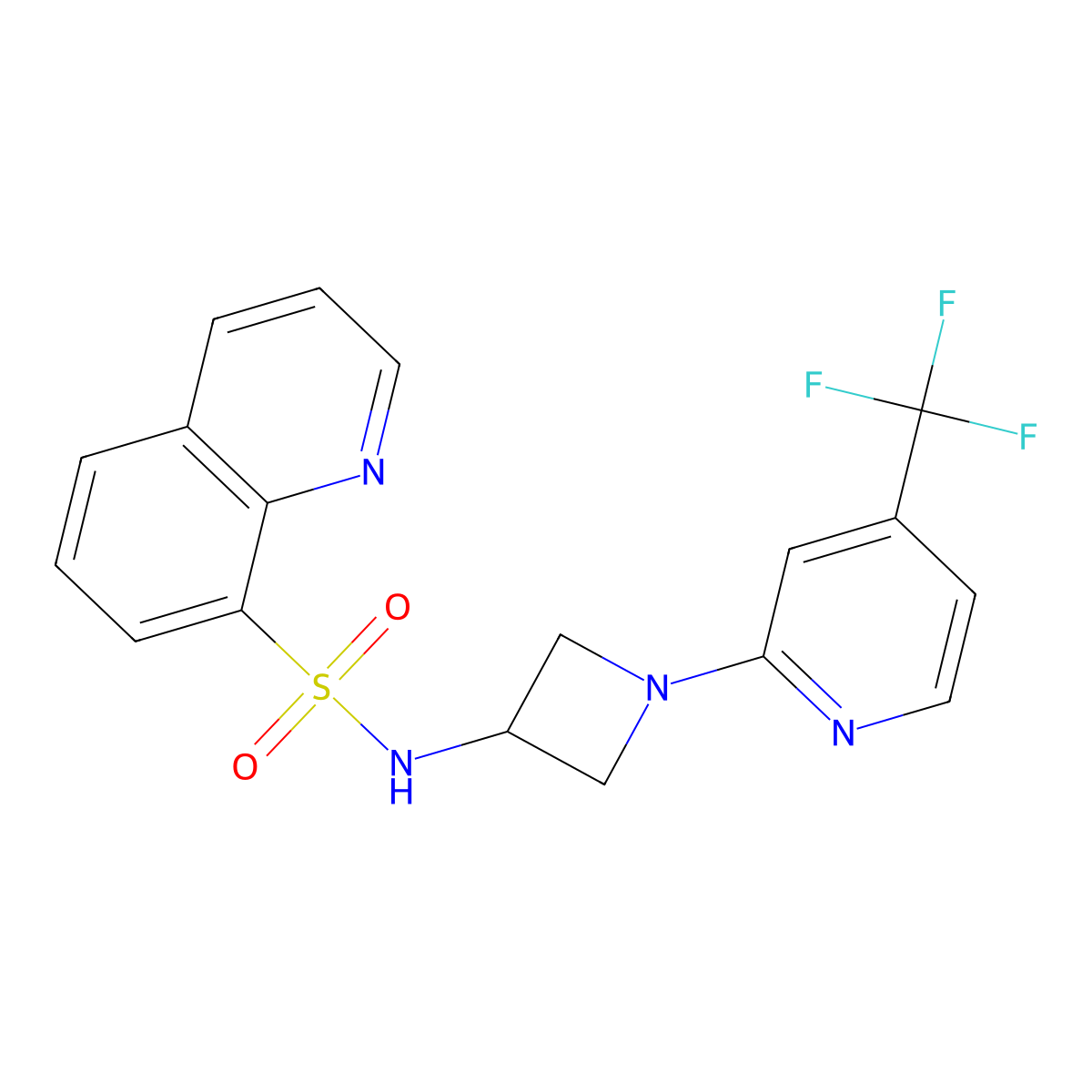 N-{1-[4-(trifluoromethyl)pyridin-2-yl]azetidin-3-yl}quinoline-8-sulfonamide molecular structure, CAS 2415472-78-3