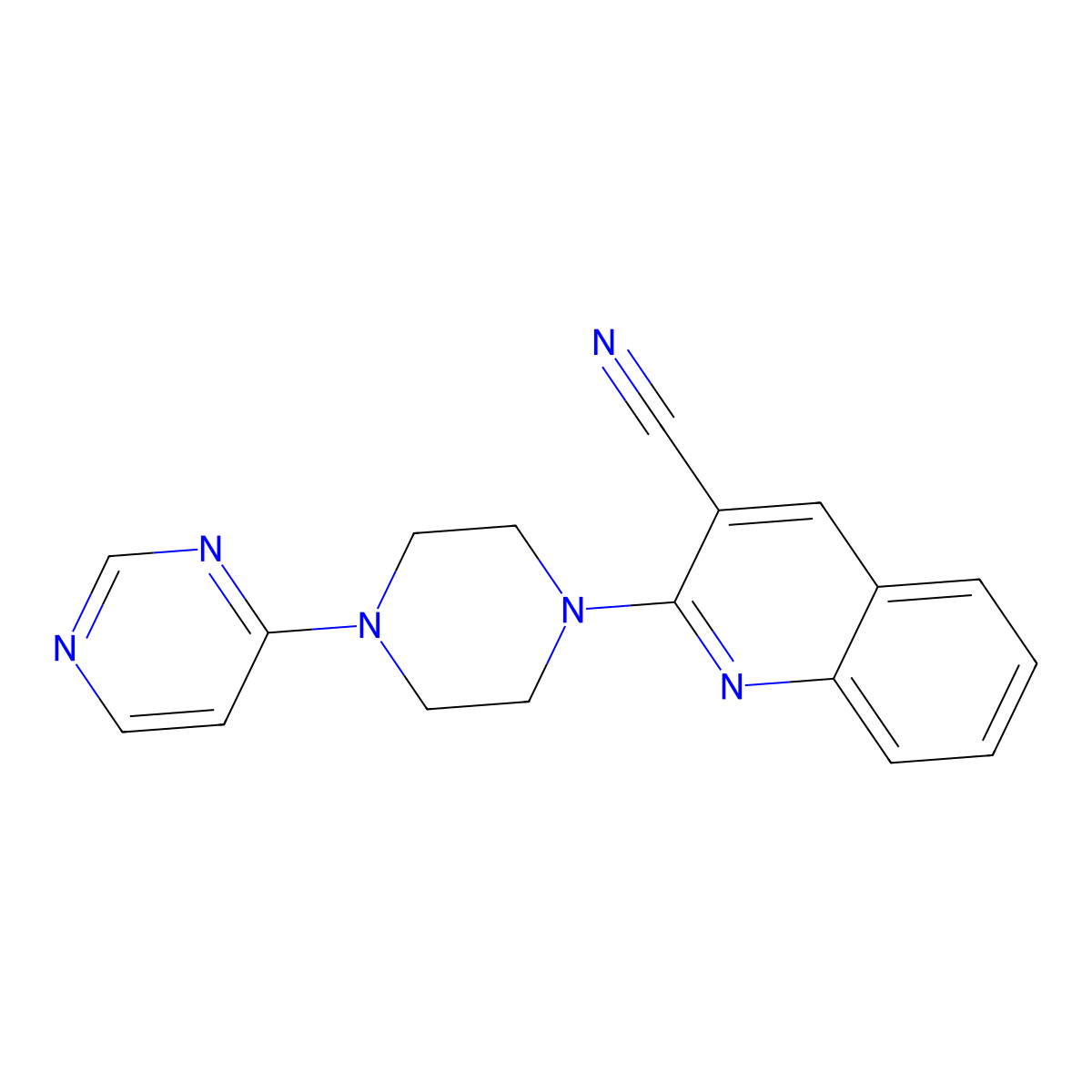 2-[4-(Pyrimidin-4-yl)piperazin-1-yl]quinoline-3-carbonitrile molecular structure, CAS 2415472-82-9