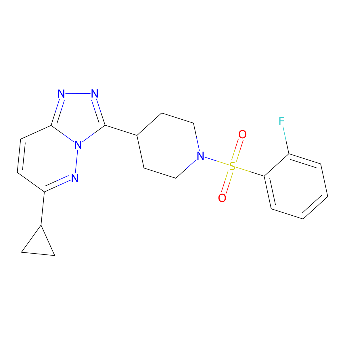 4-{6-Cyclopropyl-[1,2,4]triazolo[4,3-b]pyridazin-3-yl}-1-(2-fluorobenzenesulfonyl)piperidine molecular structure, CAS 2415472-83-0