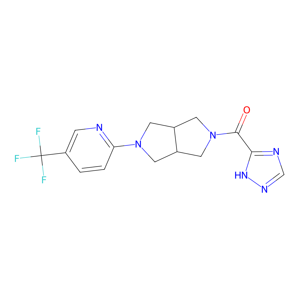2-[5-(1H-1,2,4-triazole-3-carbonyl)-octahydropyrrolo[3,4-c]pyrrol-2-yl]-5-(trifluoromethyl)pyridine molecular structure, CAS 2415472-84-1
