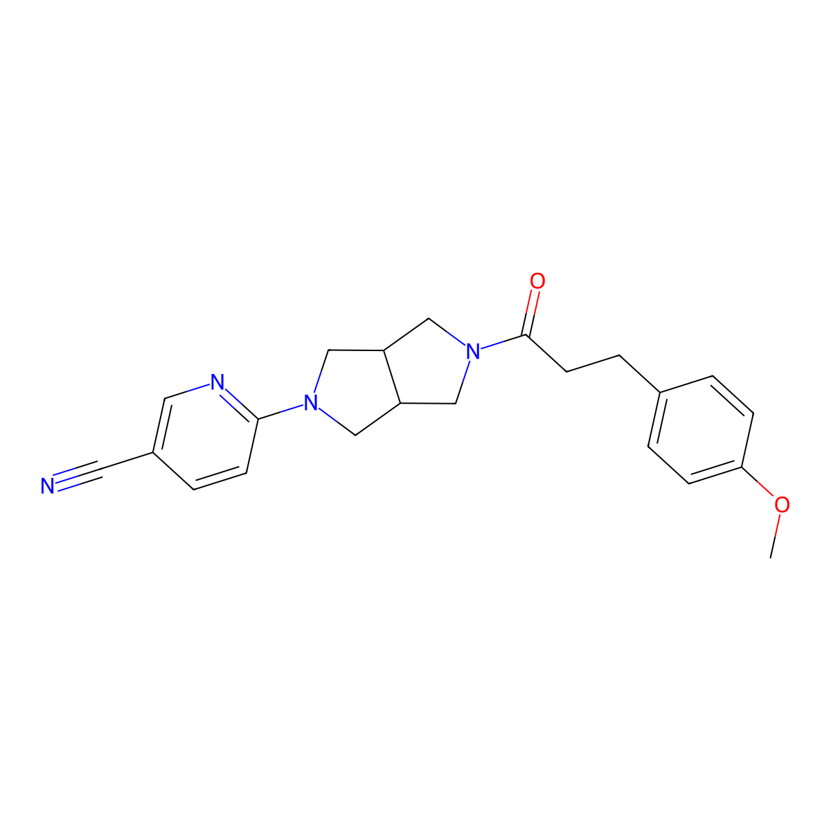 6-{5-[3-(4-Methoxyphenyl)propanoyl]-octahydropyrrolo[3,4-c]pyrrol-2-yl}pyridine-3-carbonitrile molecular structure, CAS 2415472-87-4