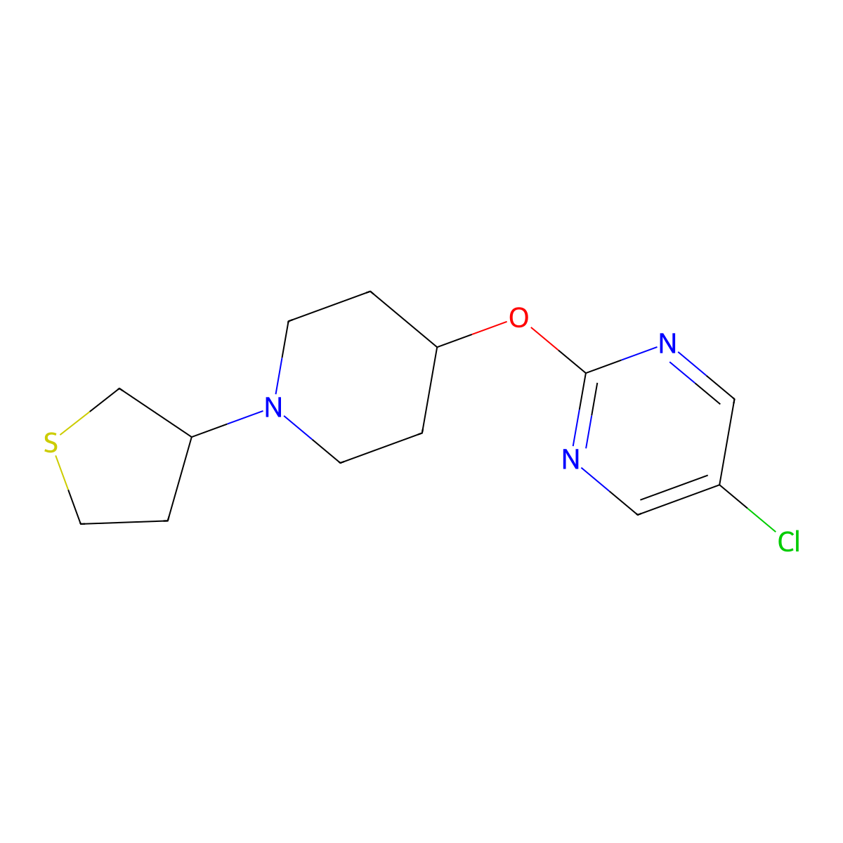 5-Chloro-2-{[1-(thiolan-3-yl)piperidin-4-yl]oxy}pyrimidine molecular structure, CAS 2415472-89-6