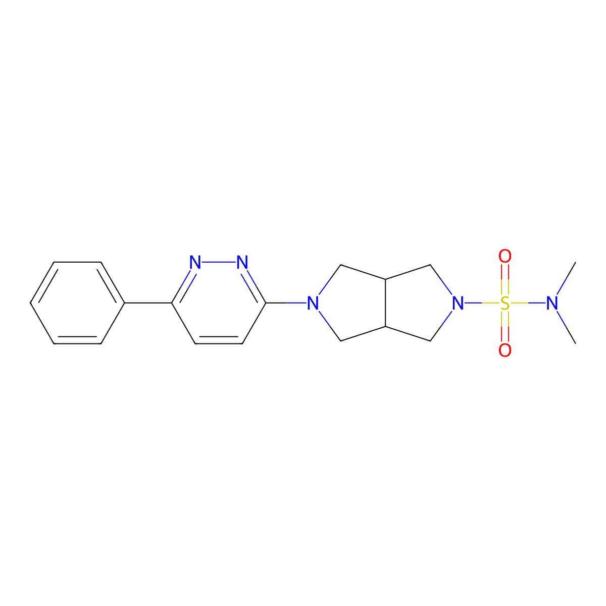 N,N-dimethyl-5-(6-phenylpyridazin-3-yl)-octahydropyrrolo[3,4-c]pyrrole-2-sulfonamide molecular structure, CAS 2415472-96-5