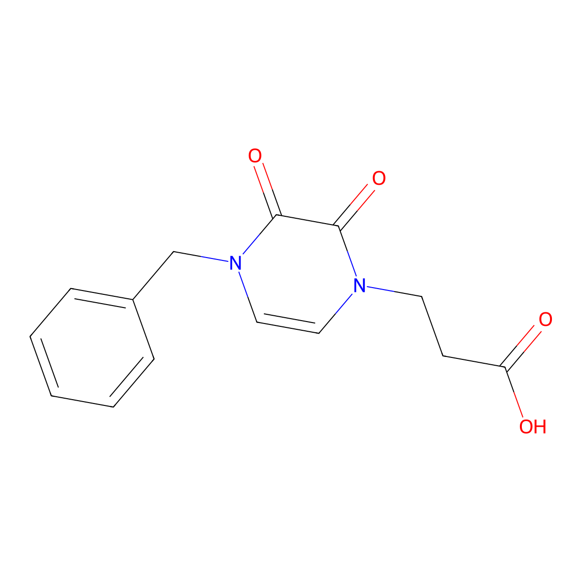 3-(4-Benzyl-2,3-dioxo-1,2,3,4-tetrahydropyrazin-1-yl)propanoic acid molecular structure, CAS 2415472-97-6