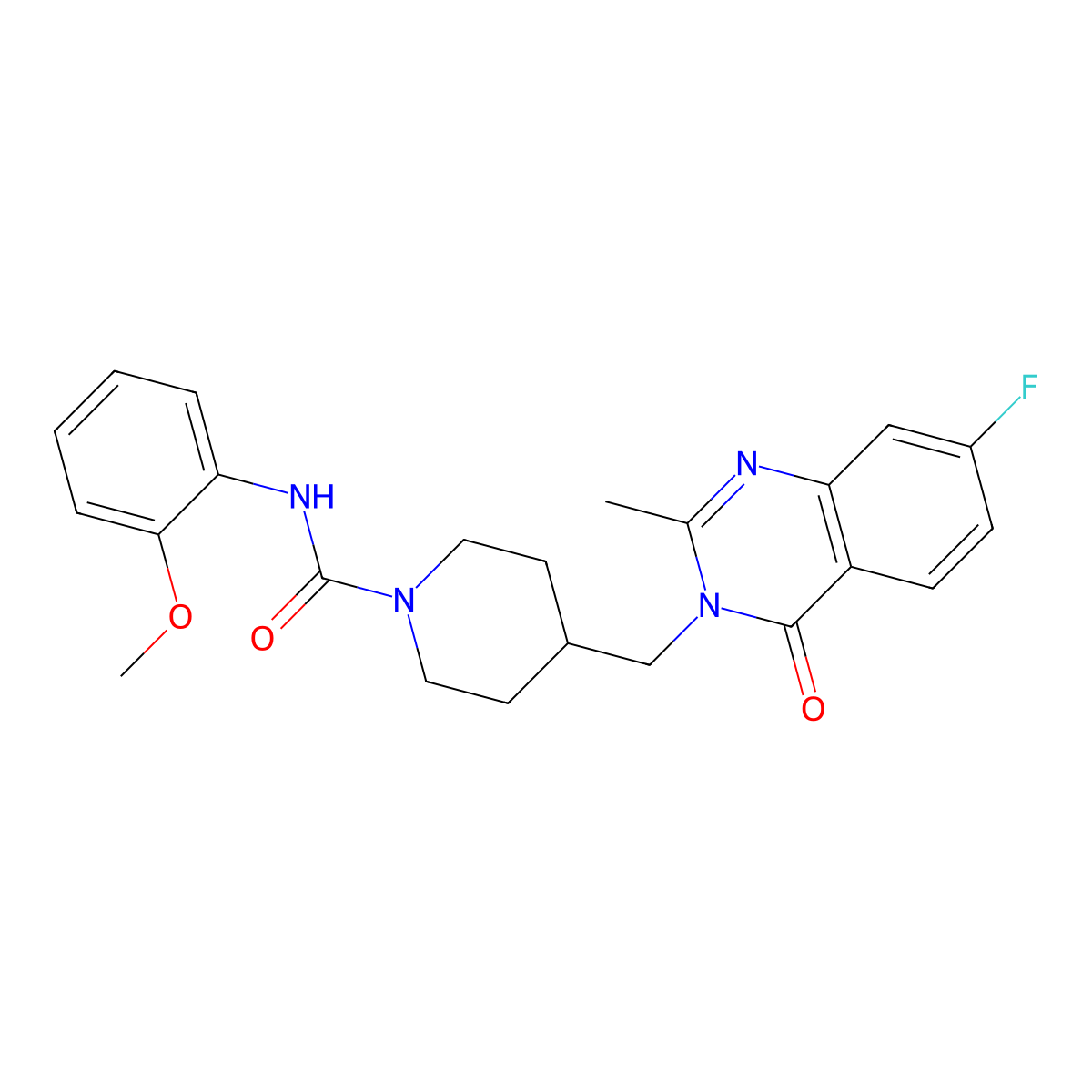 4-[(7-fluoro-2-methyl-4-oxo-3,4-dihydroquinazolin-3-yl)methyl]-N-(2-methoxyphenyl)piperidine-1-carboxamide molecular structure, CAS 2415472-98-7