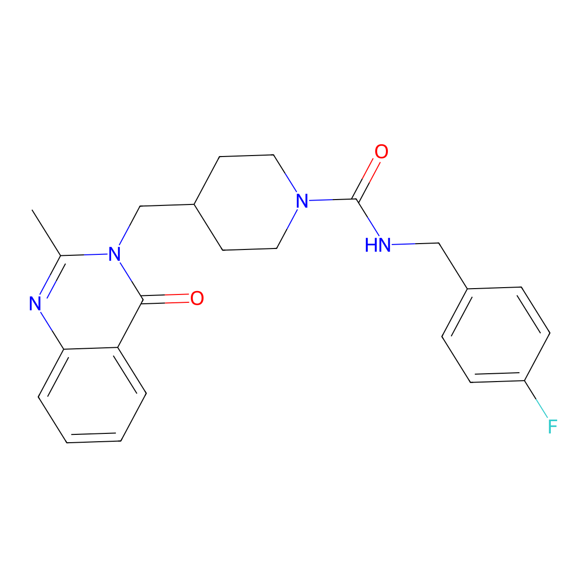 N-[(4-fluorophenyl)methyl]-4-[(2-methyl-4-oxo-3,4-dihydroquinazolin-3-yl)methyl]piperidine-1-carboxamide molecular structure, CAS 2415473-03-7