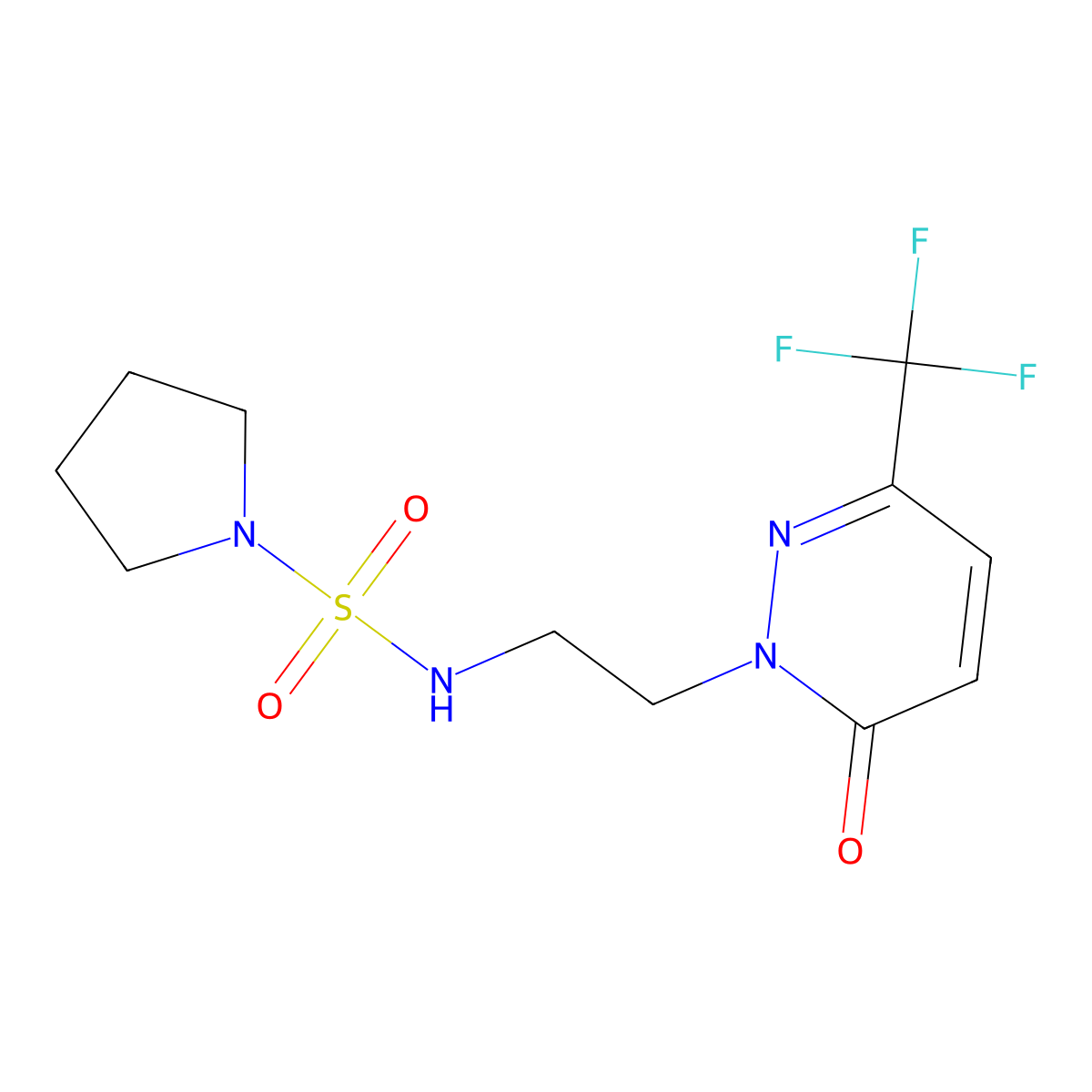 N-{2-[6-oxo-3-(trifluoromethyl)-1,6-dihydropyridazin-1-yl]ethyl}pyrrolidine-1-sulfonamide molecular structure, CAS 2415473-09-3