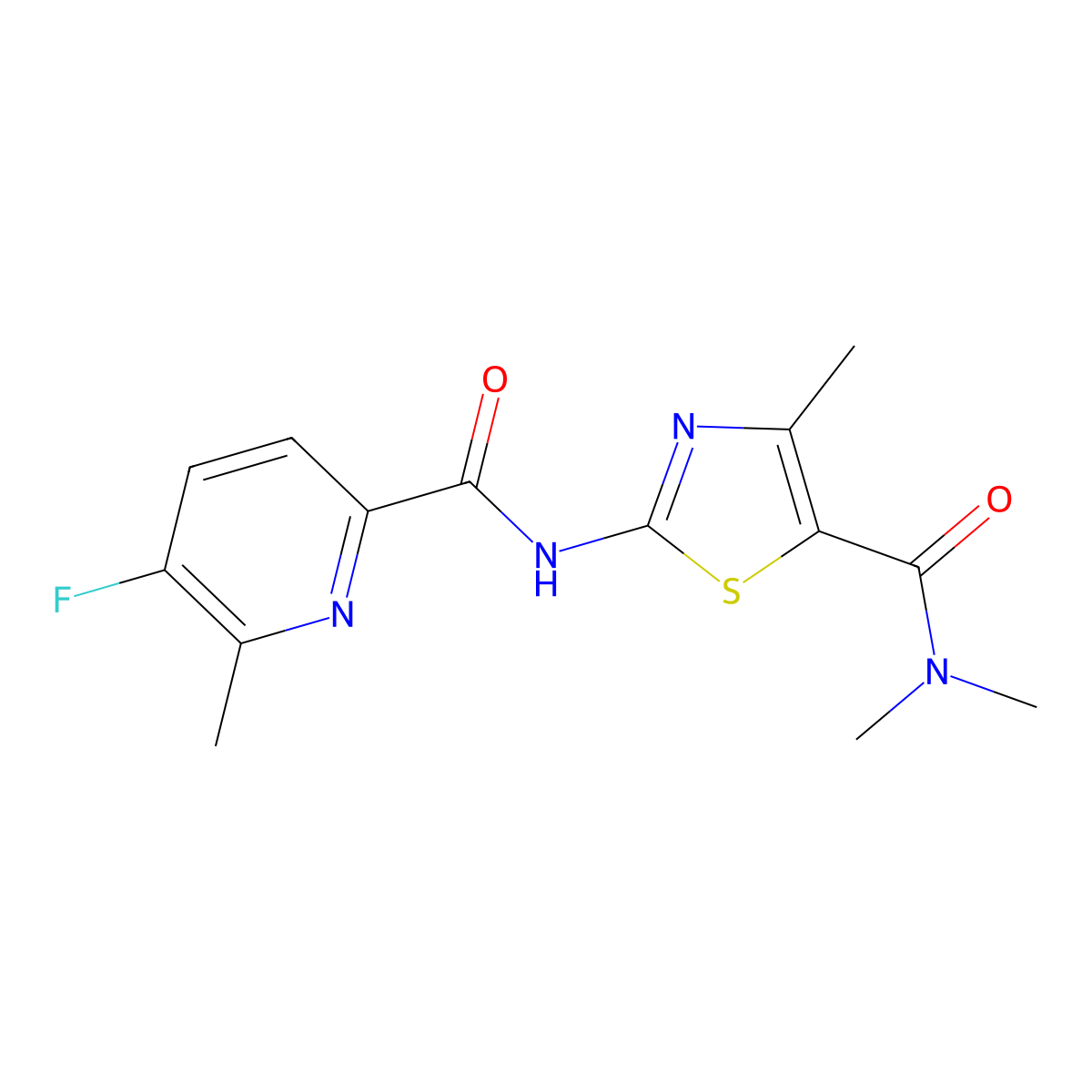 N-[5-(dimethylcarbamoyl)-4-methyl-1,3-thiazol-2-yl]-5-fluoro-6-methylpyridine-2-carboxamide molecular structure, CAS 2415473-18-4