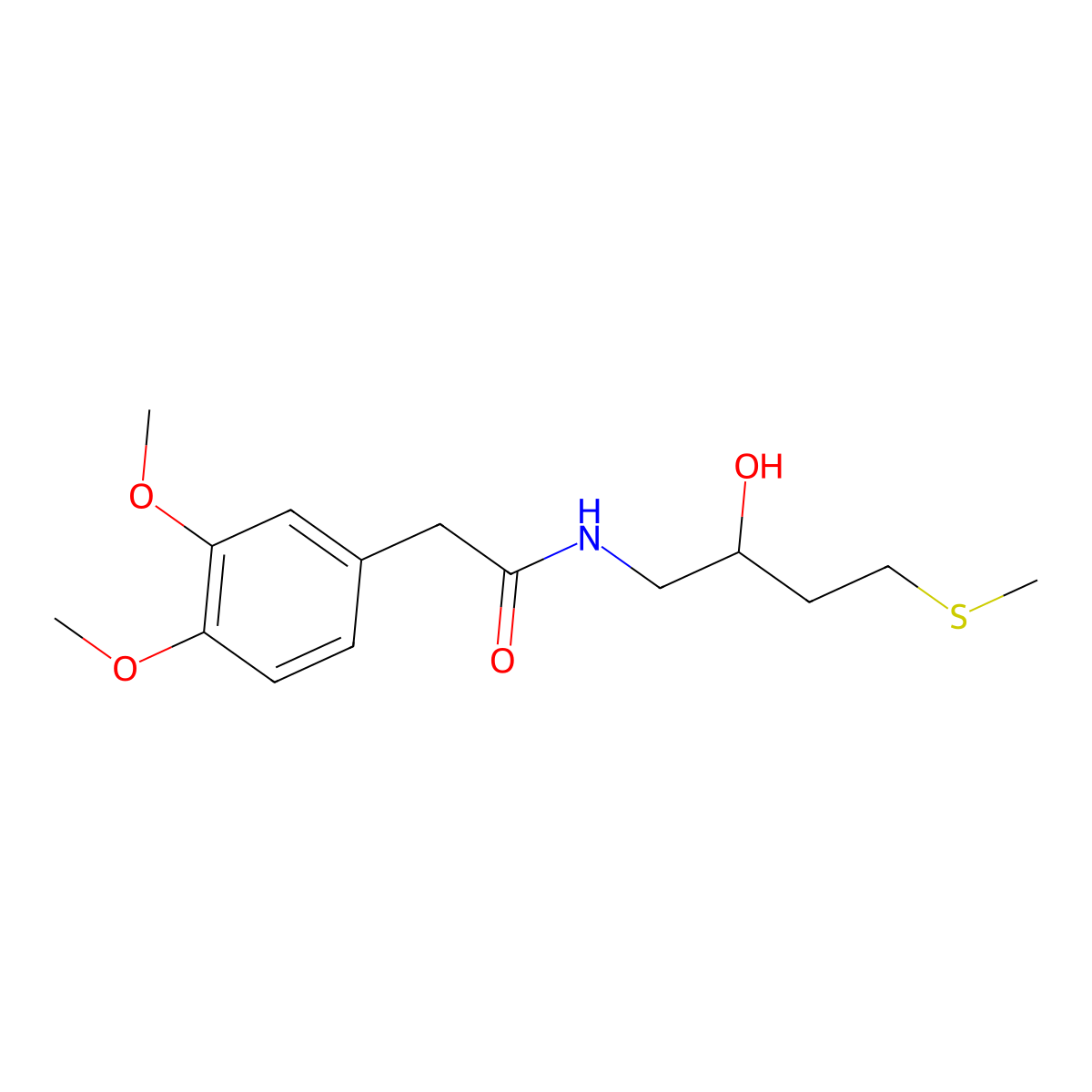 2-(3,4-dimethoxyphenyl)-N-[2-hydroxy-4-(methylsulfanyl)butyl]acetamide molecular structure, CAS 2415473-20-8