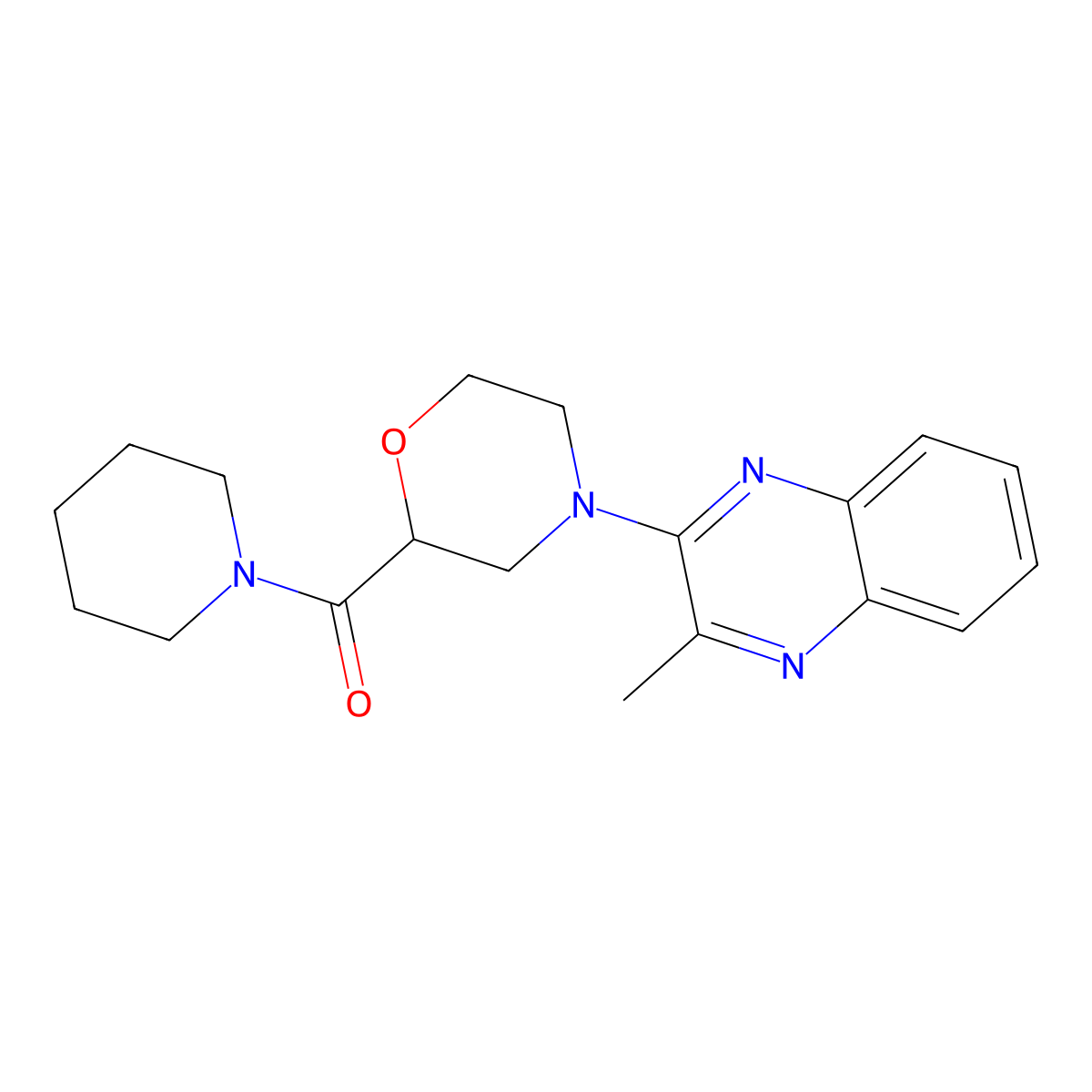 2-Methyl-3-[2-(piperidine-1-carbonyl)morpholin-4-yl]quinoxaline molecular structure, CAS 2415473-21-9