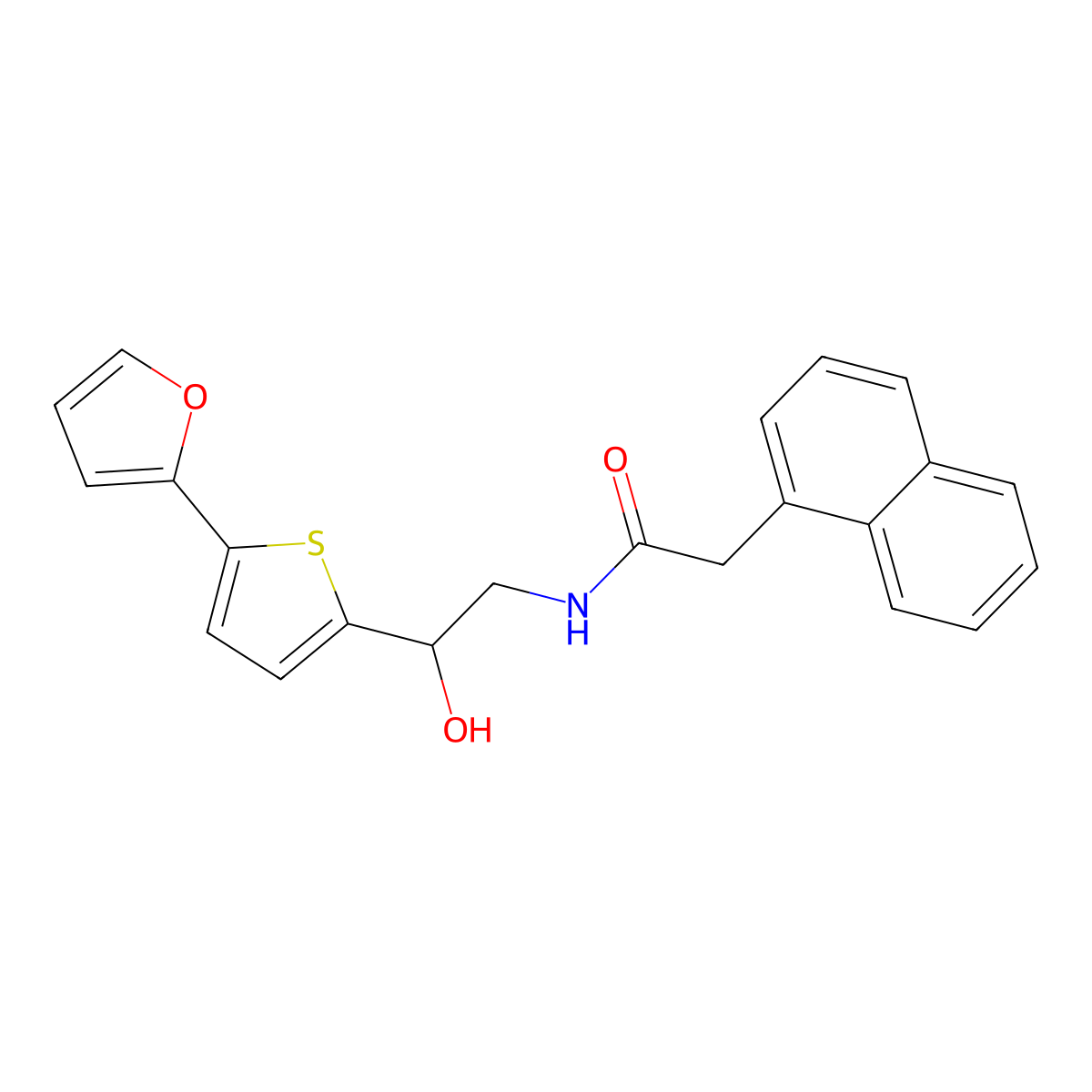 N-{2-[5-(furan-2-yl)thiophen-2-yl]-2-hydroxyethyl}-2-(naphthalen-1-yl)acetamide molecular structure, CAS 2415473-26-4