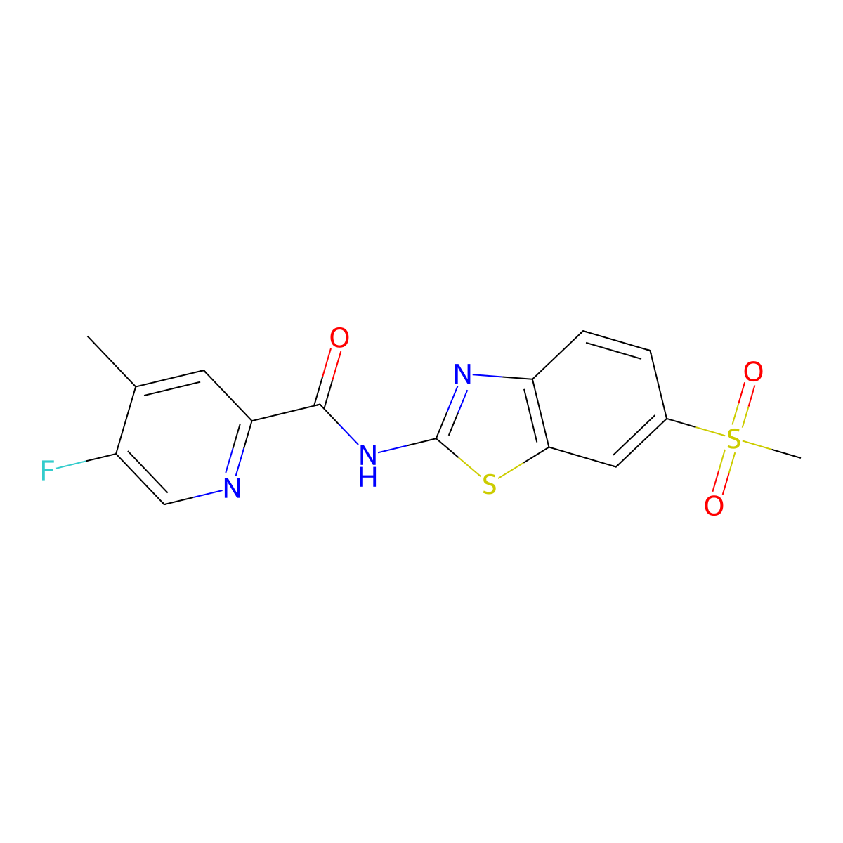 5-fluoro-N-(6-methanesulfonyl-1,3-benzothiazol-2-yl)-4-methylpyridine-2-carboxamide molecular structure, CAS 2415487-41-9