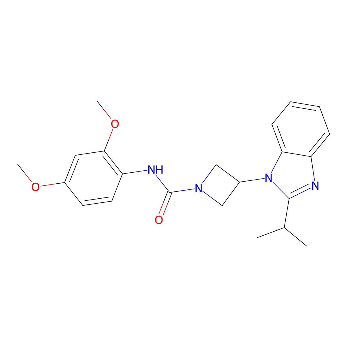 N-(2,4-dimethoxyphenyl)-3-[2-(propan-2-yl)-1H-1,3-benzodiazol-1-yl]azetidine-1-carboxamide molecular structure, CAS 2415487-42-0