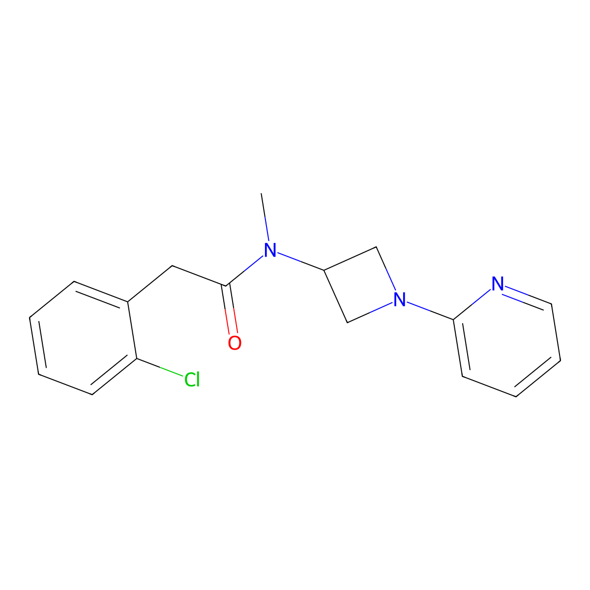 2-(2-chlorophenyl)-N-methyl-N-[1-(pyridin-2-yl)azetidin-3-yl]acetamide molecular structure, CAS 2415487-44-2