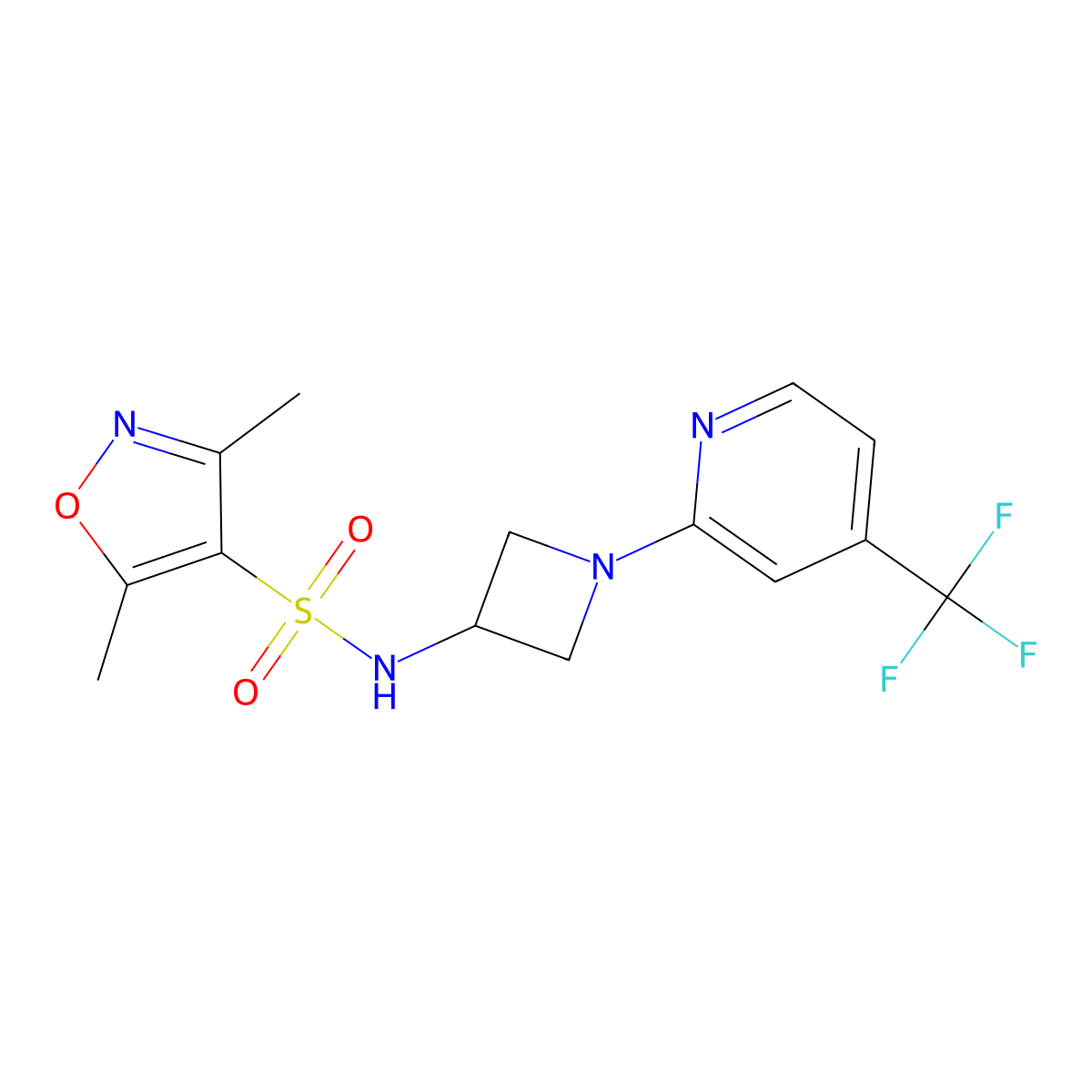 3,5-dimethyl-N-{1-[4-(trifluoromethyl)pyridin-2-yl]azetidin-3-yl}-1,2-oxazole-4-sulfonamide molecular structure, CAS 2415487-47-5