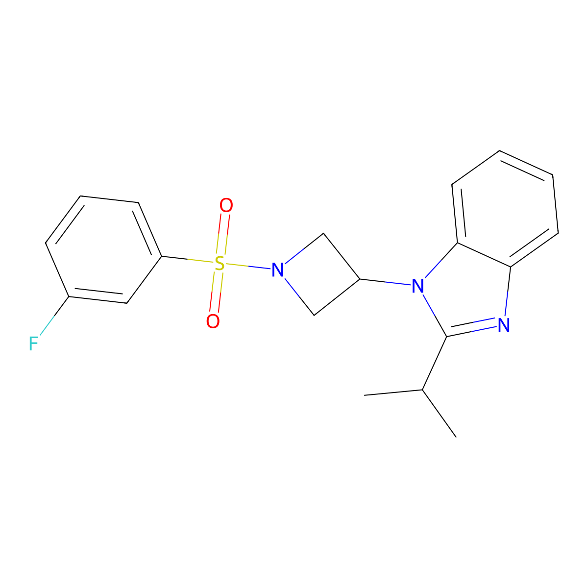 1-[1-(3-fluorobenzenesulfonyl)azetidin-3-yl]-2-(propan-2-yl)-1H-1,3-benzodiazole molecular structure, CAS 2415487-49-7