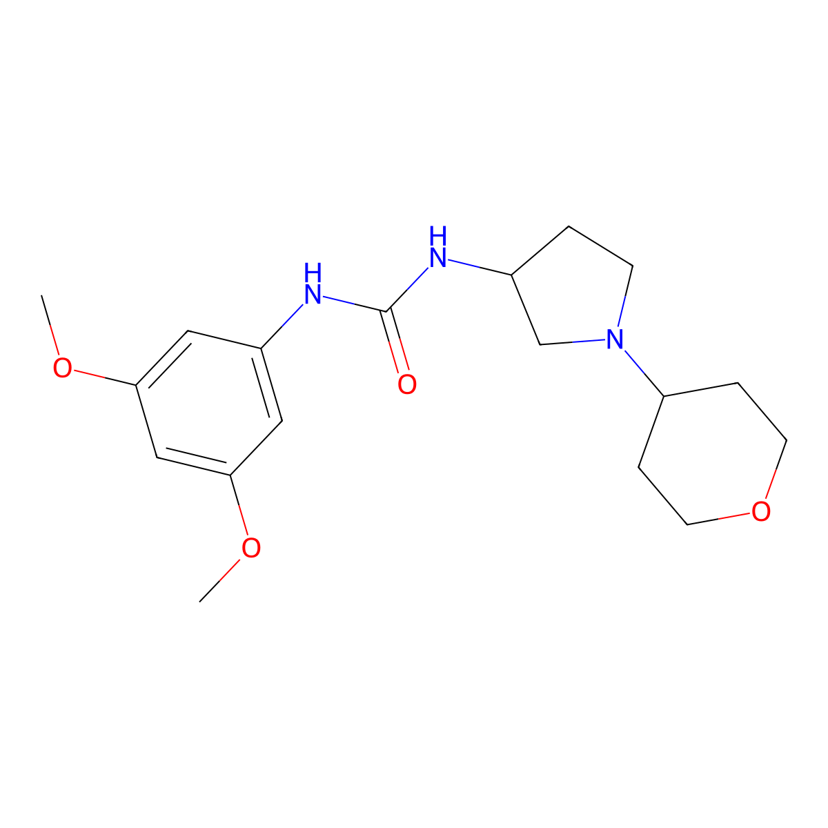 1-(3,5-Dimethoxyphenyl)-3-[1-(oxan-4-yl)pyrrolidin-3-yl]urea molecular structure, CAS 2415487-50-0
