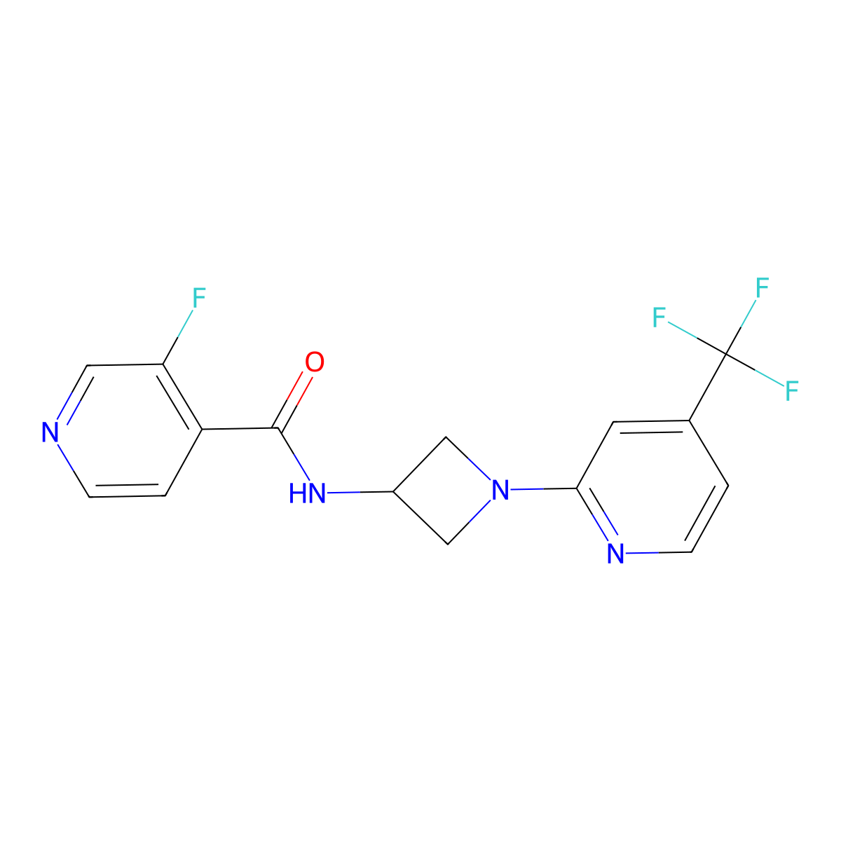 3-fluoro-N-{1-[4-(trifluoromethyl)pyridin-2-yl]azetidin-3-yl}pyridine-4-carboxamide molecular structure, CAS 2415487-51-1