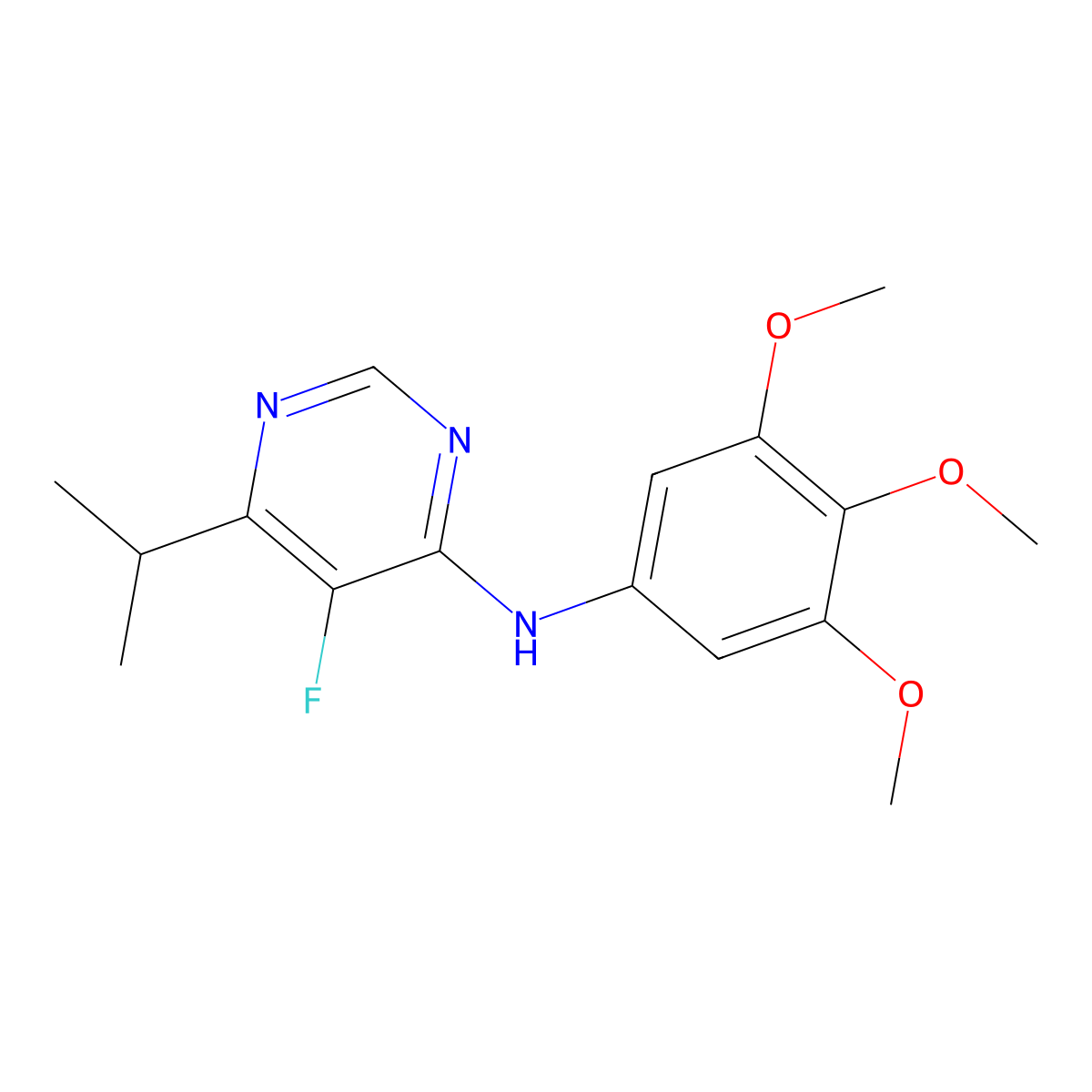 5-fluoro-6-(propan-2-yl)-N-(3,4,5-trimethoxyphenyl)pyrimidin-4-amine molecular structure, CAS 2415487-53-3