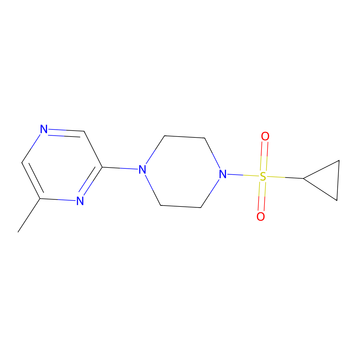 2-[4-(Cyclopropanesulfonyl)piperazin-1-yl]-6-methylpyrazine molecular structure, CAS 2415487-54-4