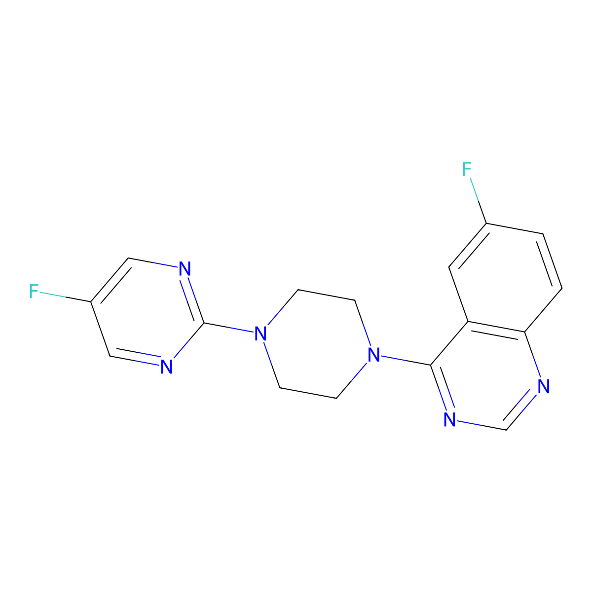 6-Fluoro-4-[4-(5-fluoropyrimidin-2-yl)piperazin-1-yl]quinazoline molecular structure, CAS 2415487-58-8