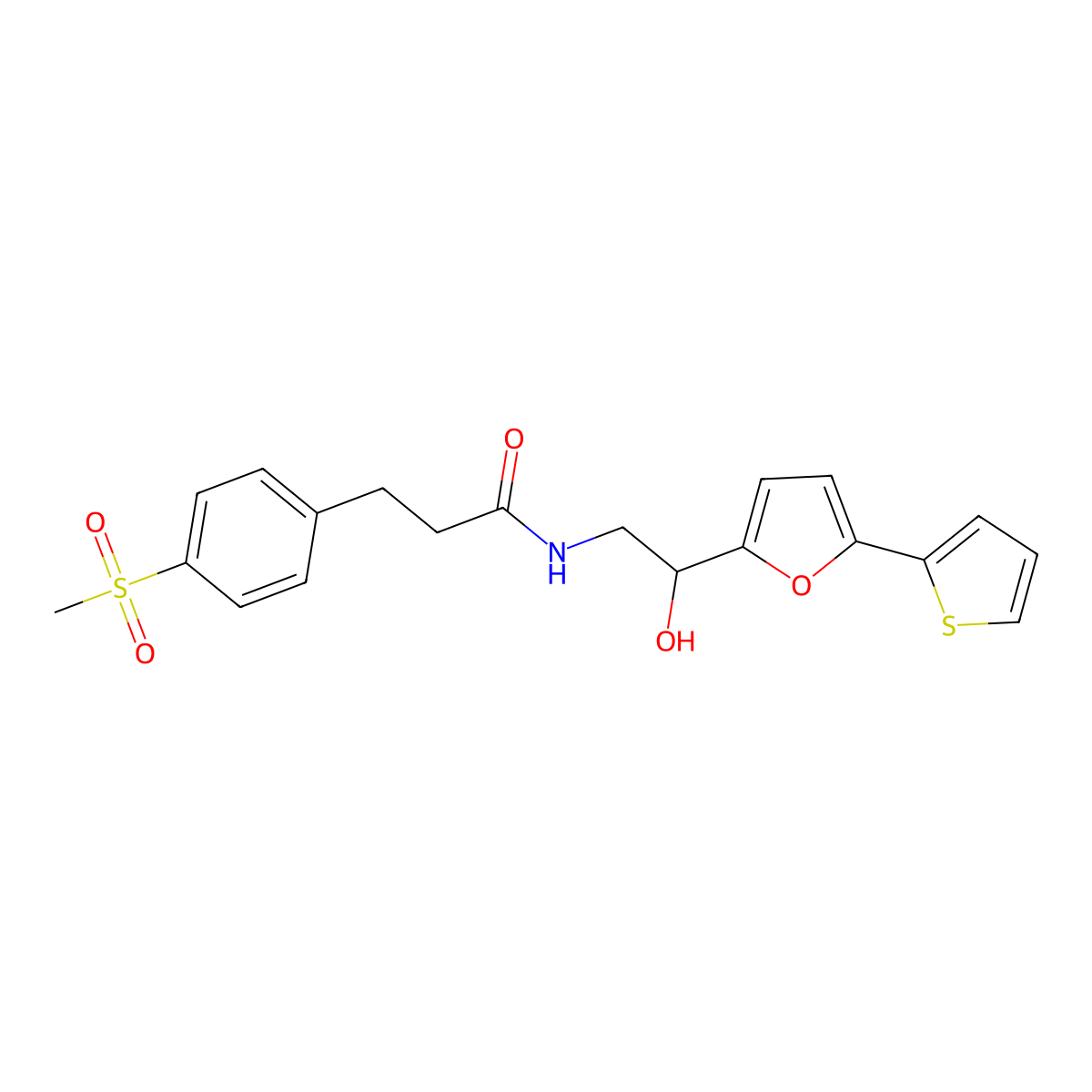 N-{2-hydroxy-2-[5-(thiophen-2-yl)furan-2-yl]ethyl}-3-(4-methanesulfonylphenyl)propanamide molecular structure, CAS 2415487-64-6