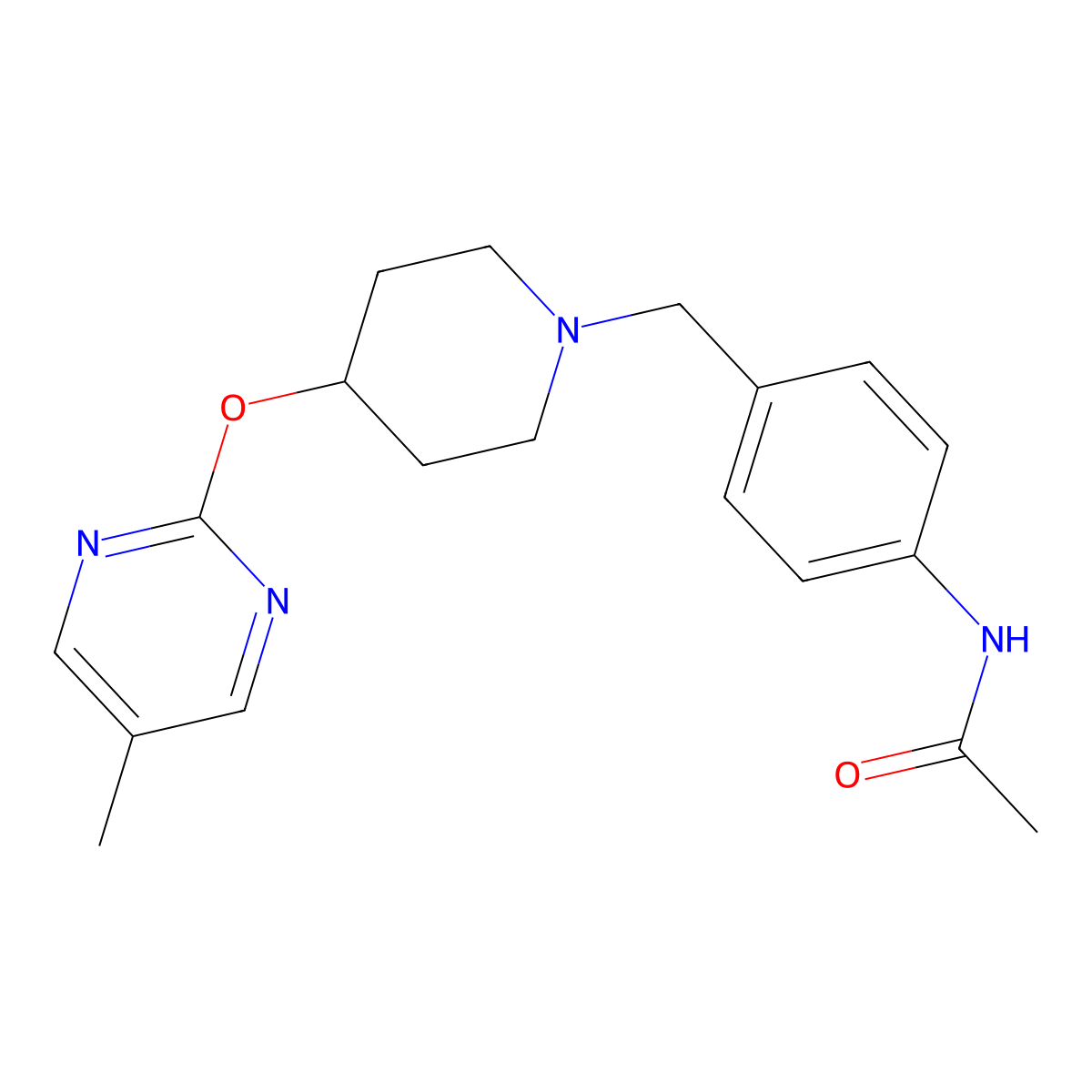 N-[4-({4-[(5-methylpyrimidin-2-yl)oxy]piperidin-1-yl}methyl)phenyl]acetamide molecular structure, CAS 2415487-65-7