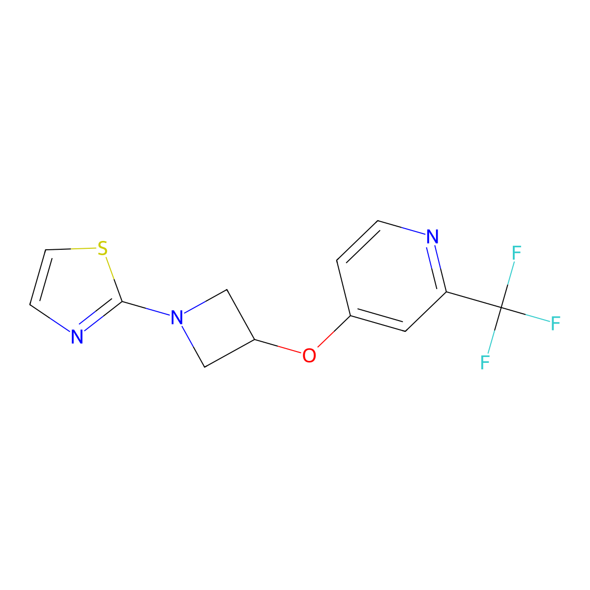 4-{[1-(1,3-Thiazol-2-yl)azetidin-3-yl]oxy}-2-(trifluoromethyl)pyridine molecular structure, CAS 2415487-68-0