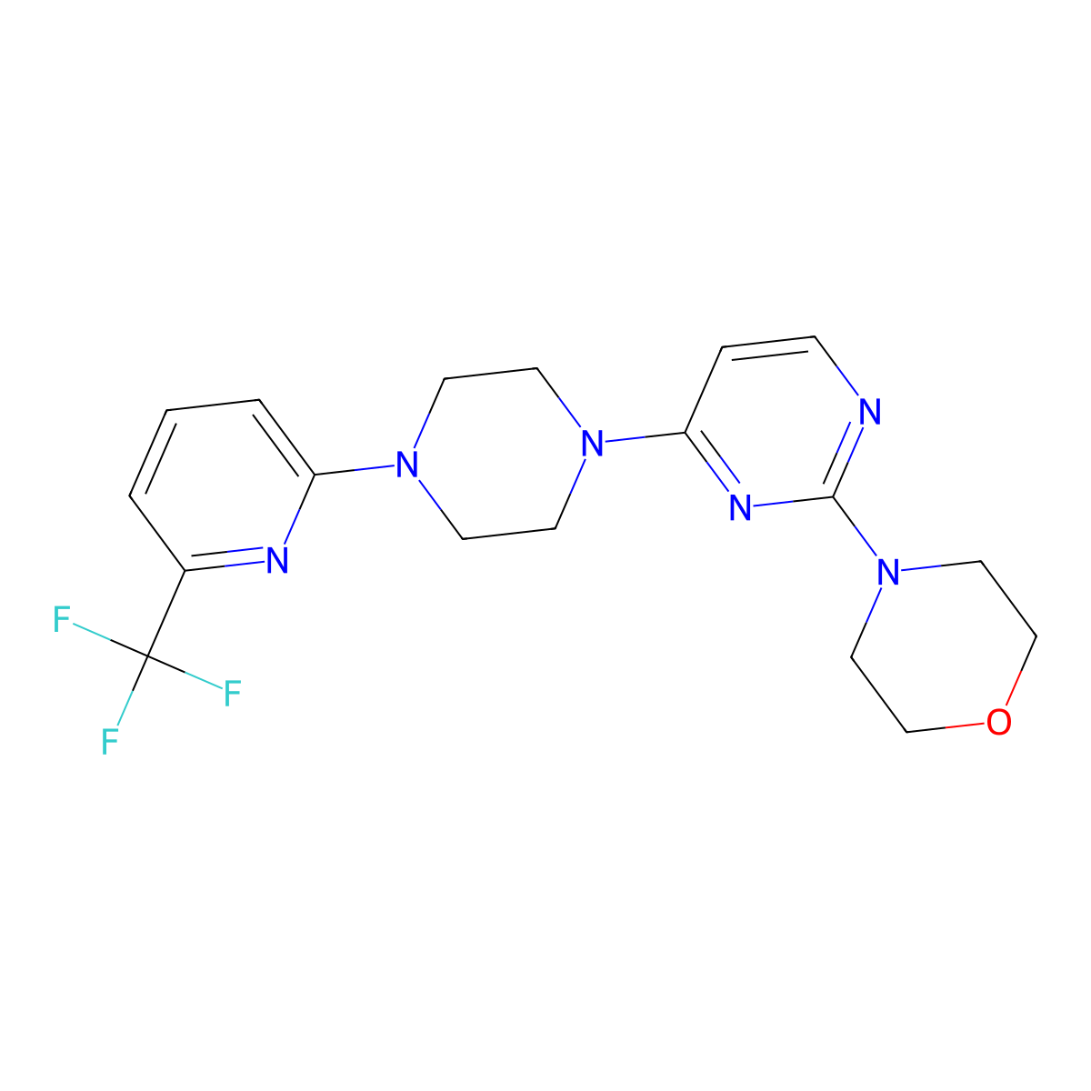 4-(4-{4-[6-(Trifluoromethyl)pyridin-2-yl]piperazin-1-yl}pyrimidin-2-yl)morpholine molecular structure, CAS 2415487-76-0