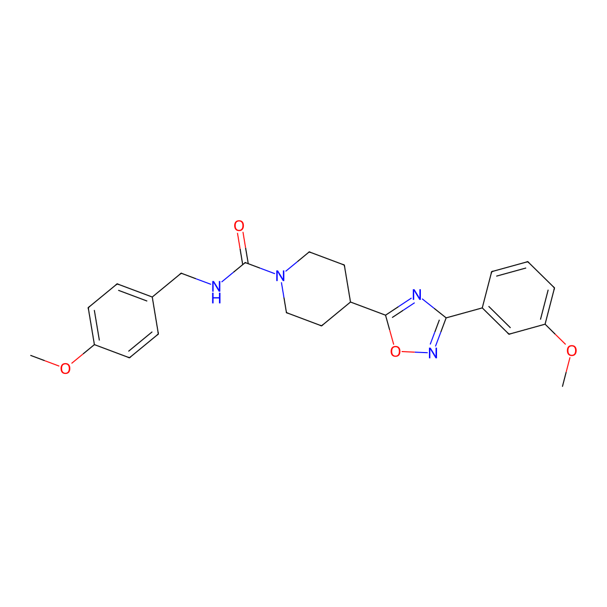 4-[3-(3-methoxyphenyl)-1,2,4-oxadiazol-5-yl]-N-[(4-methoxyphenyl)methyl]piperidine-1-carboxamide molecular structure, CAS 2415487-78-2