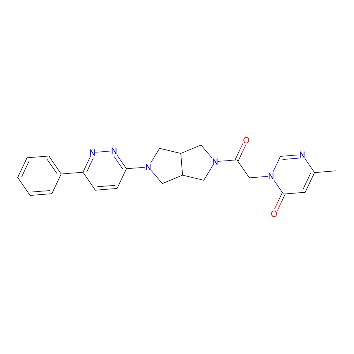 6-Methyl-3-{2-oxo-2-[5-(6-phenylpyridazin-3-yl)-octahydropyrrolo[3,4-c]pyrrol-2-yl]ethyl}-3,4-dihydropyrimidin-4-one molecular structure, CAS 2415487-80-6