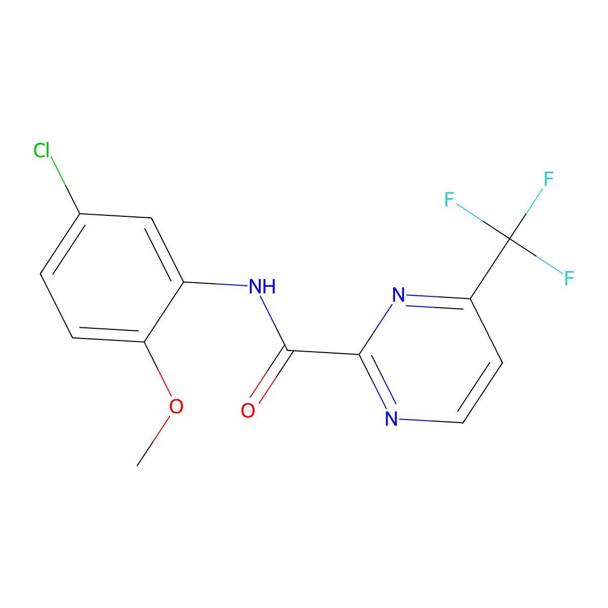 N-(5-chloro-2-methoxyphenyl)-4-(trifluoromethyl)pyrimidine-2-carboxamide molecular structure, CAS 2415487-87-3